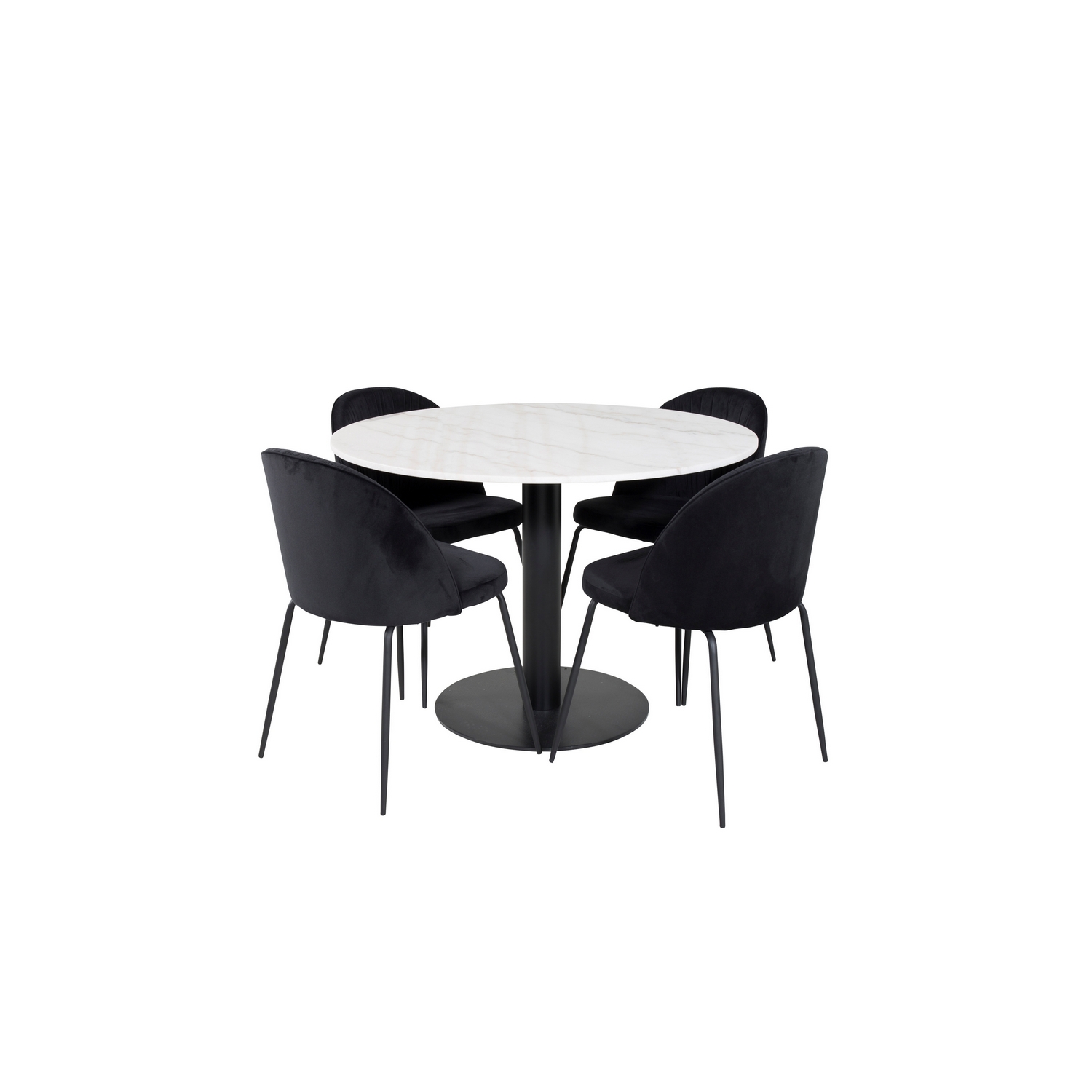 Estelle Round Dining Table/ +Wrinkles Dining Chair- _4 Hvit/Sort