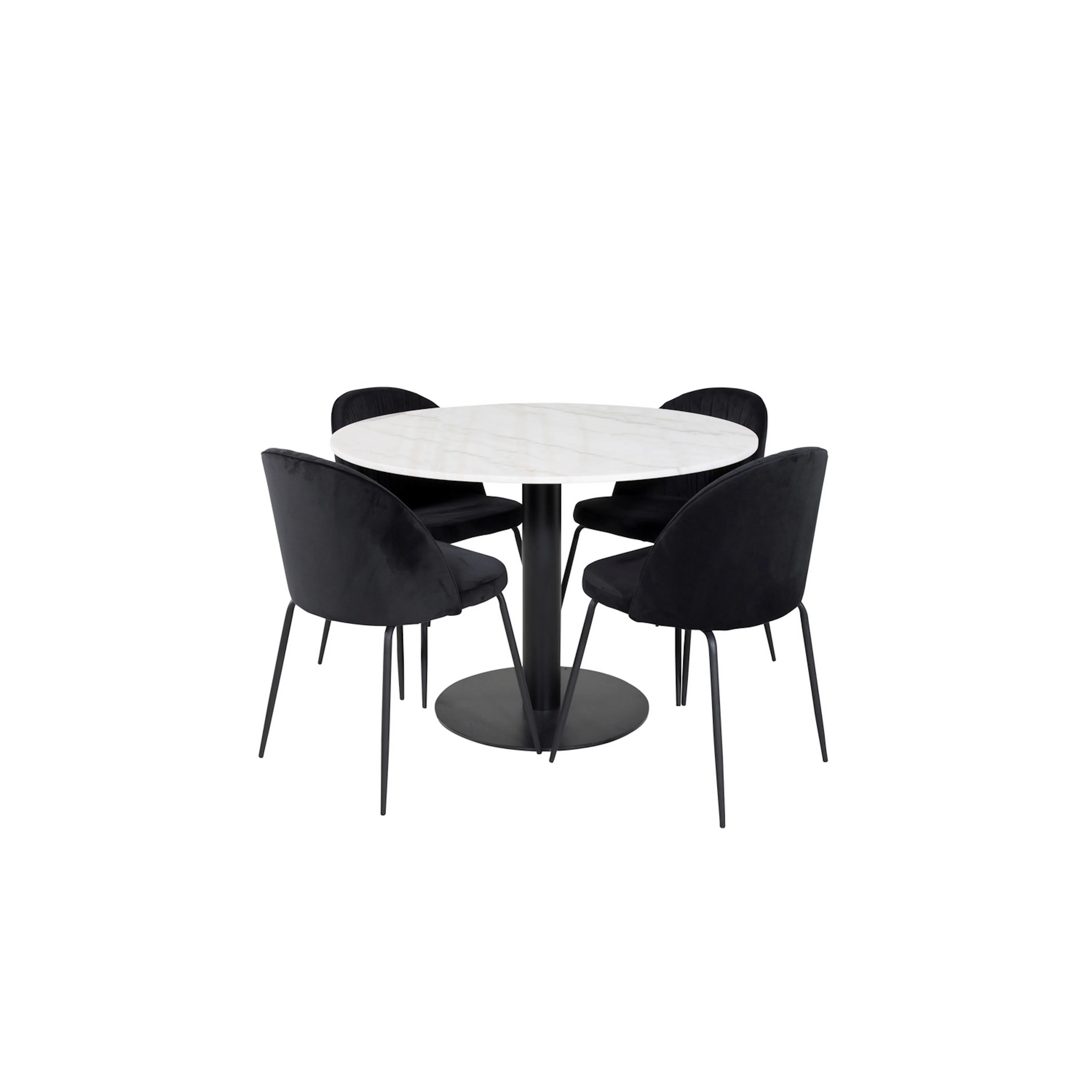 Estelle Round Dining Table/ +Wrinkles Dining Chair- _4 Hvit/Sort