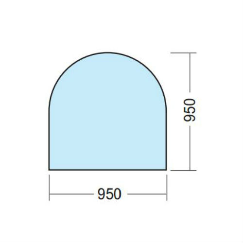 Gulvglass Kaminexpert 950 x 950 Halvrund