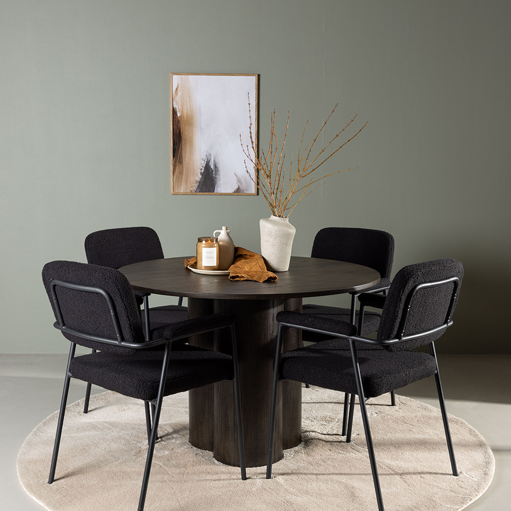Spisegruppe Venture Home Olivia Ø110 cm med 4 stk Yesterday Stoler