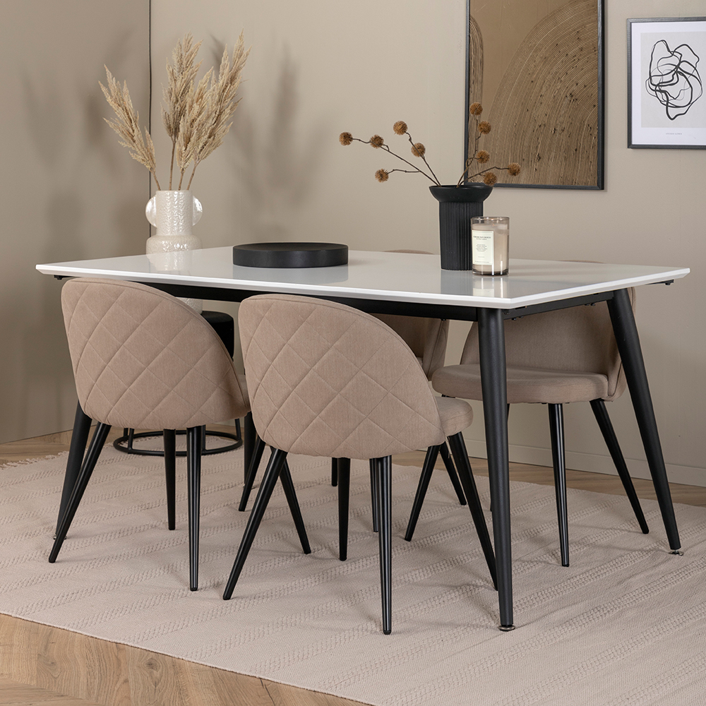 Spisegruppe Venture Home Jolie med 4 Valentina Stitcthes Stoler Polyesterlinen