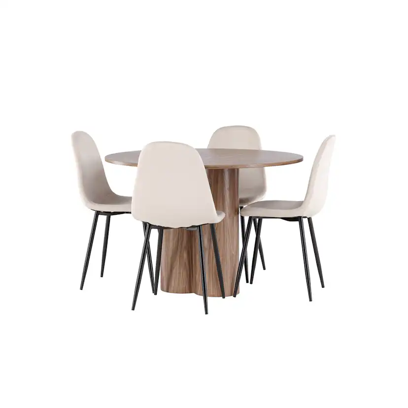 Spisegruppe Venture Home Olivia Ø110 med 4 stk Polar Stoler Fløyel