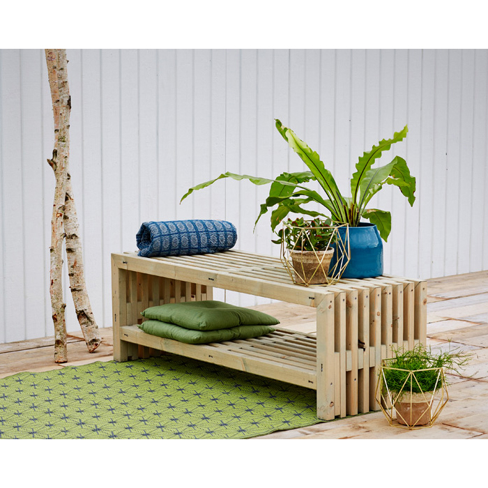 Benk PLUS Rustikk Design med Hylle 1380 mm