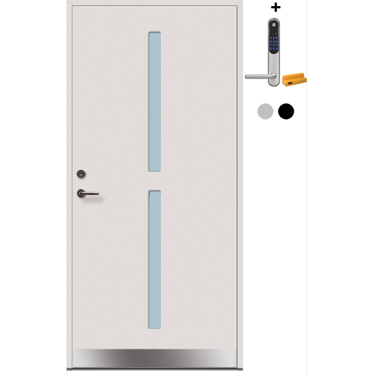 Ytterdør Tundøren Tun 655 Funkis Hvit med Yale Doorman Classic Home