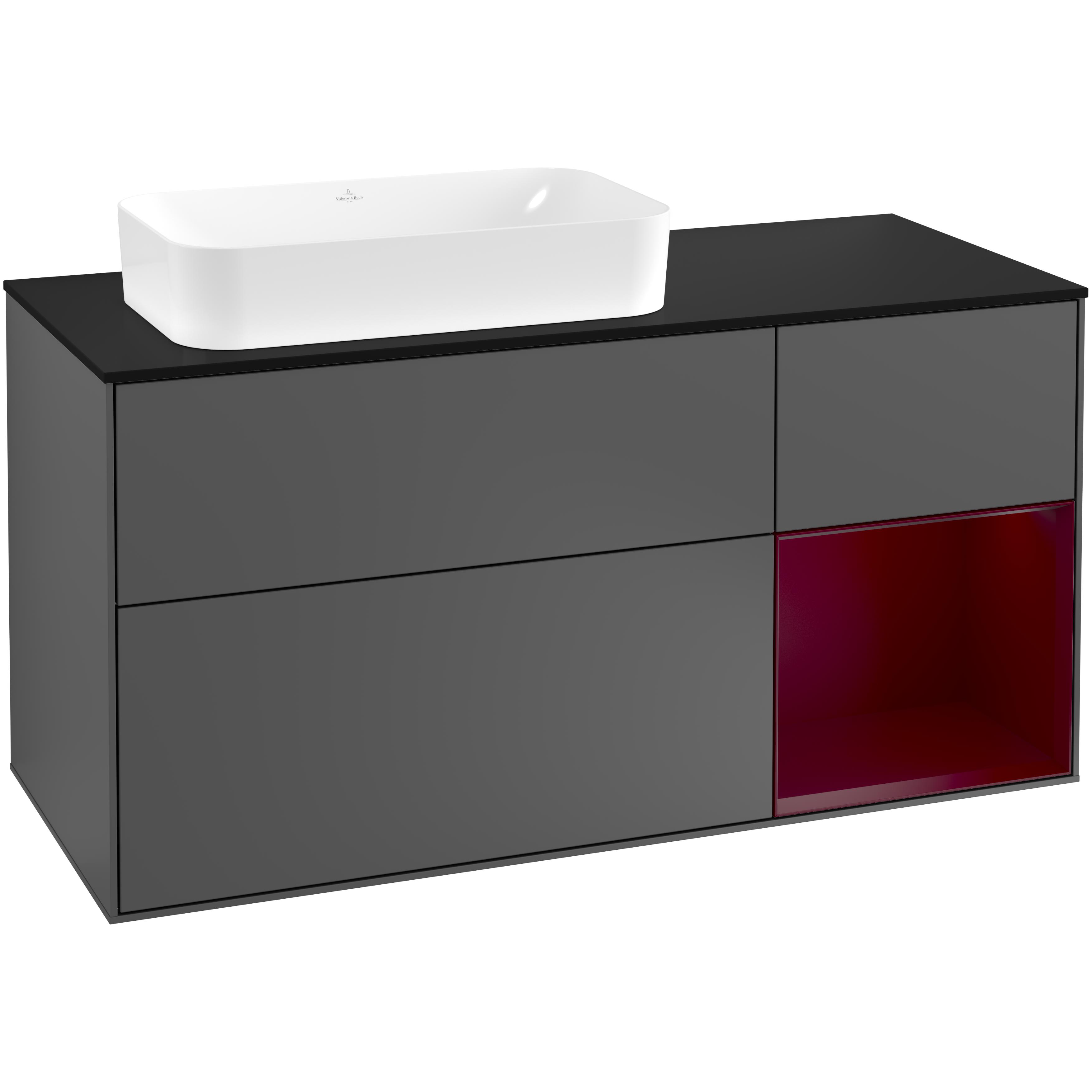 Tvättställsskåp Villeroy & Boch Finion med 3 Lådor Hylla och Bänkskiva för Ocentrerat Fristående Tvättställ