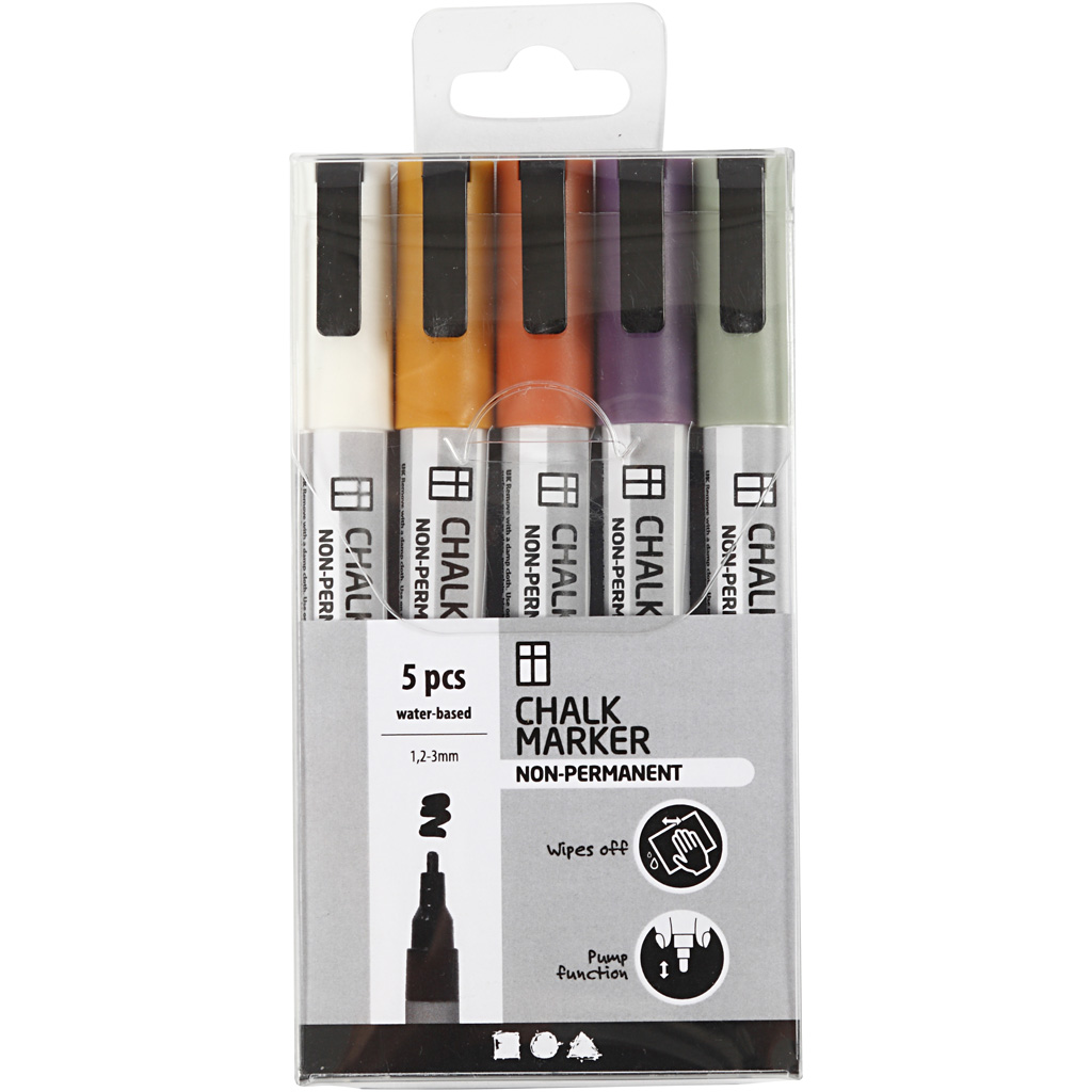 Kritt Tusj Creativ Company Chalk Markers Strek 1,2-3 mm 5 stk/1 Pk