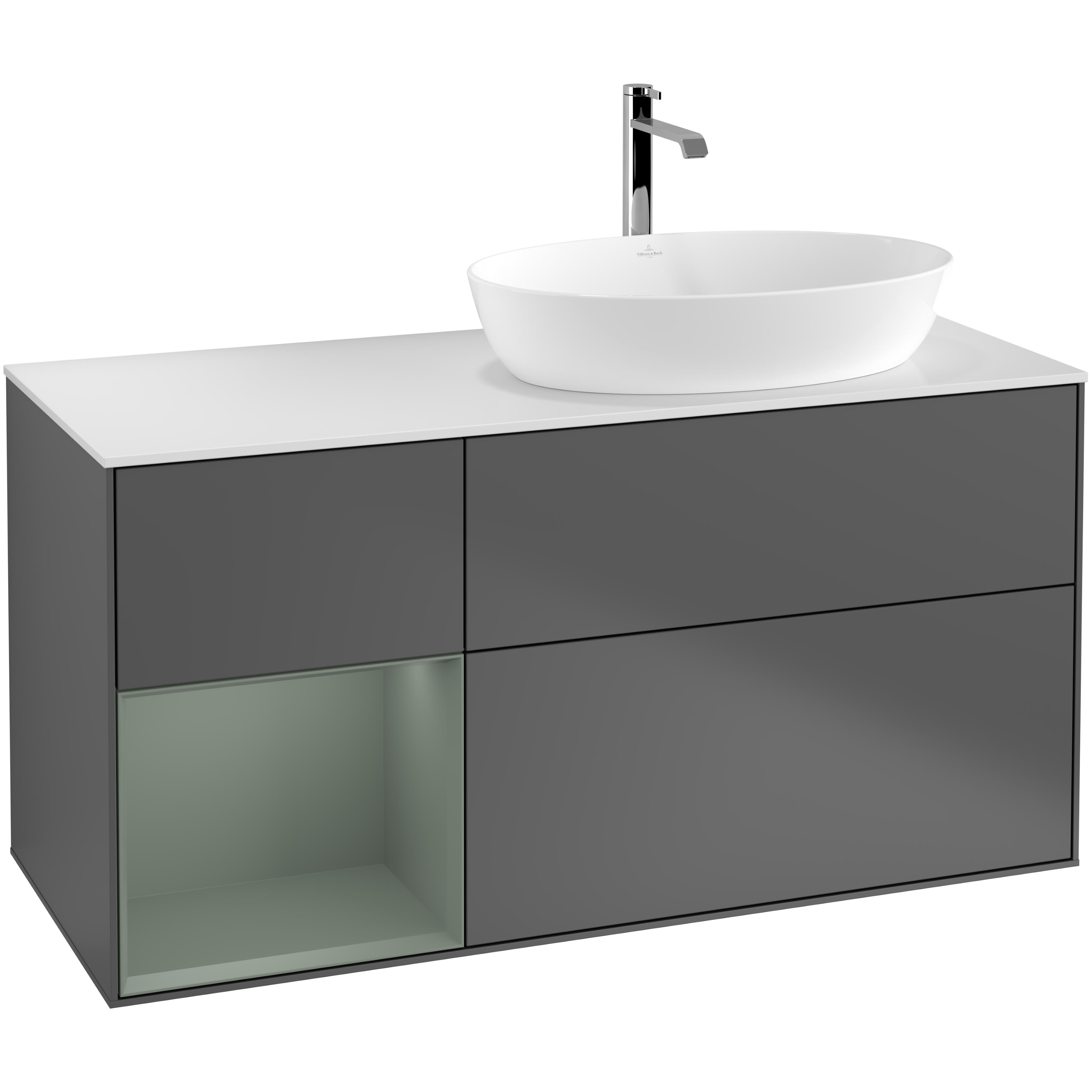 Tvättställsskåp Villeroy & Boch Finion med 3 Lådor Hylla och Bänkskiva för Ocentrerat Tvättställ från Artis & Collaro