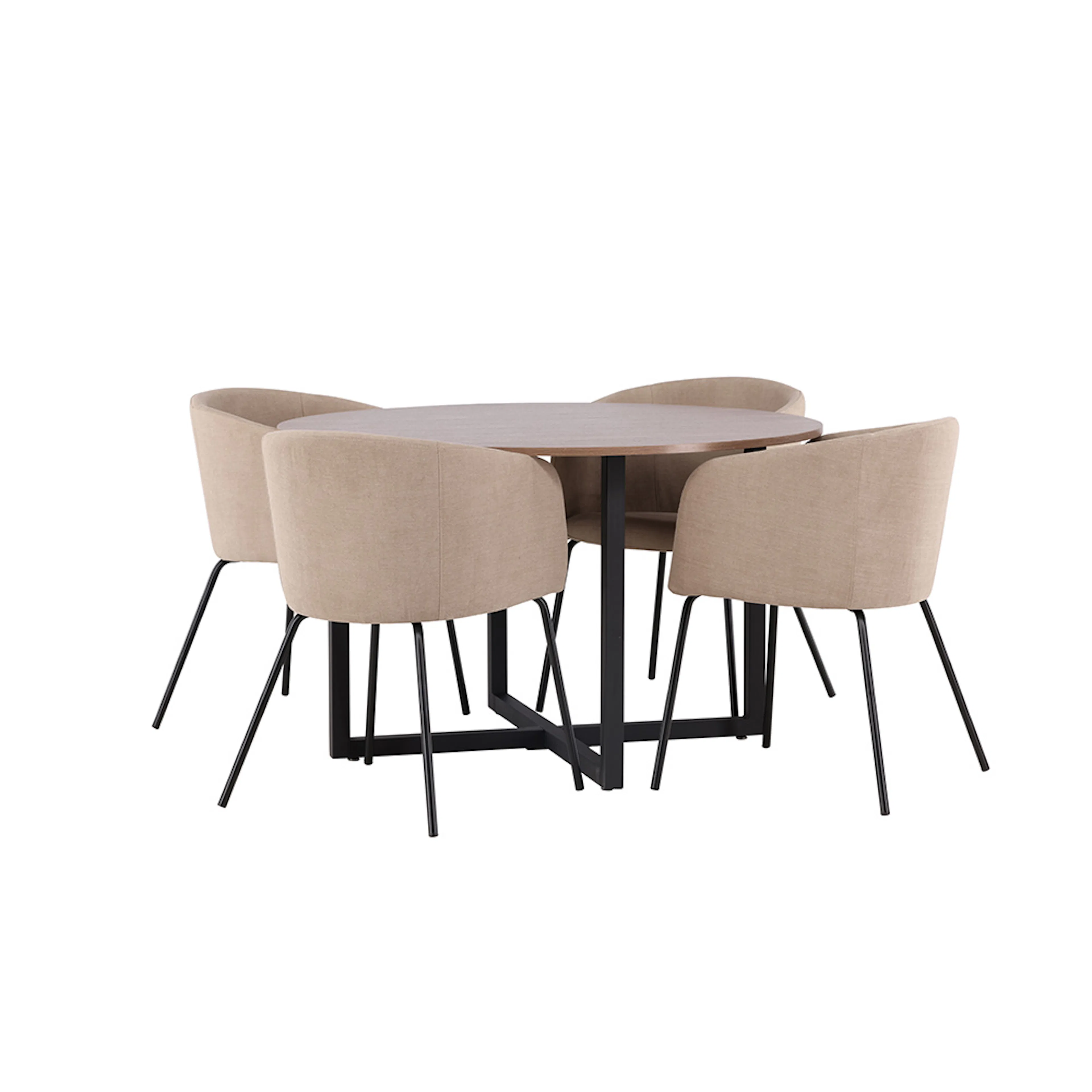 Spisegruppe Venture Home Durango Ø 120 cm med 4 Berit Stoler