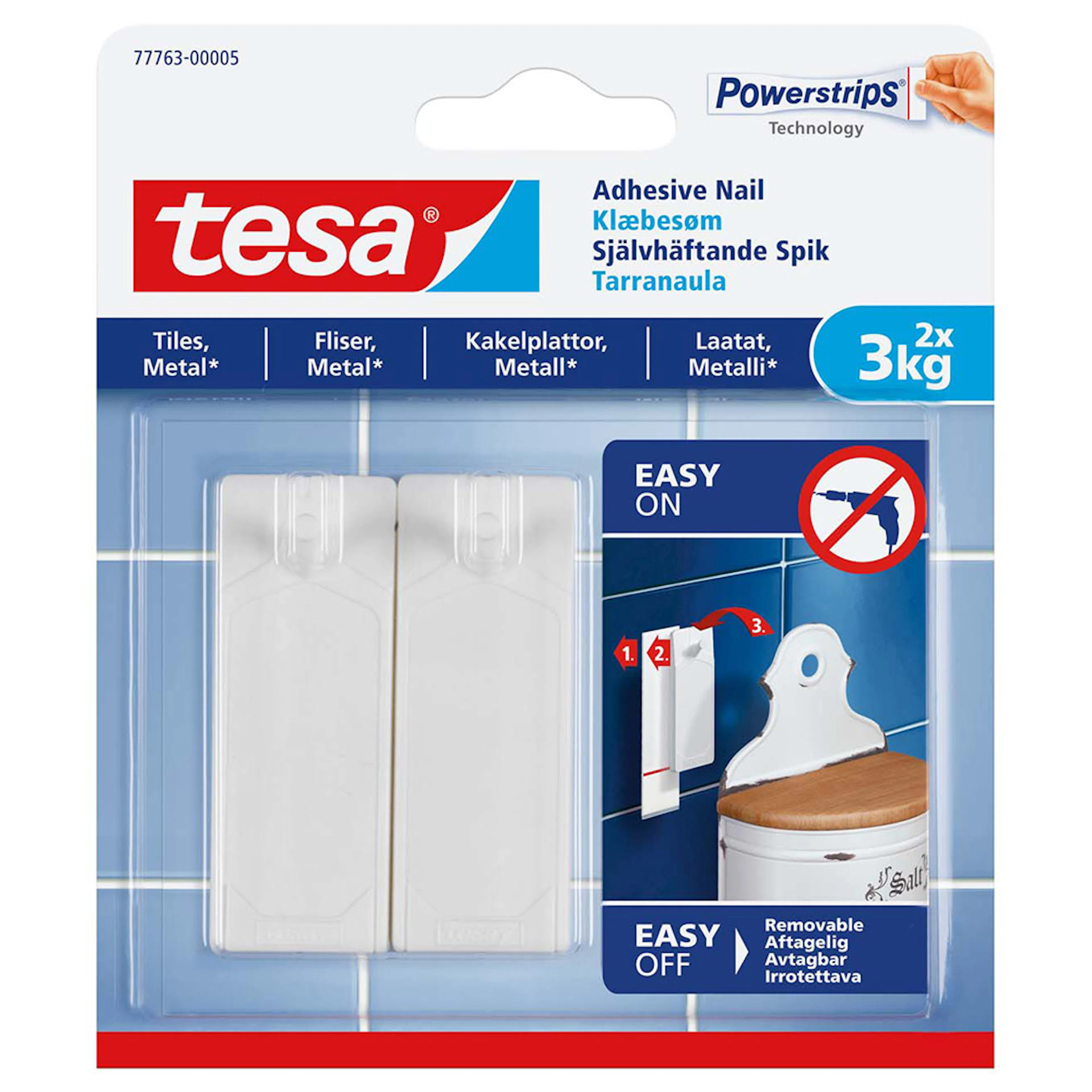 Selvklebende Spiker Tesa F Fliser 2 stk 3 kg