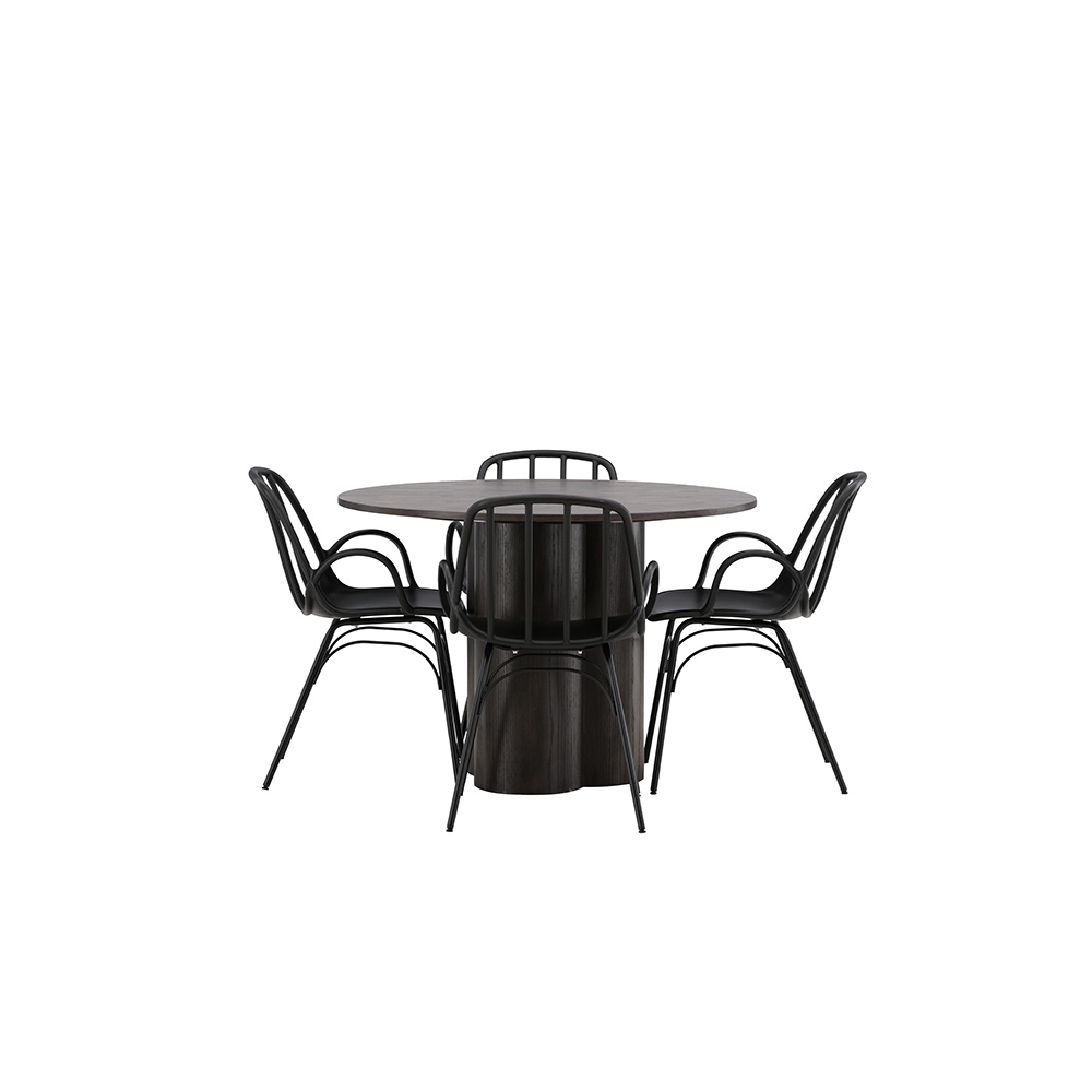 Spisegruppe Venture Home Olivia Ø 110 cm med 4 Dyrön Stoler