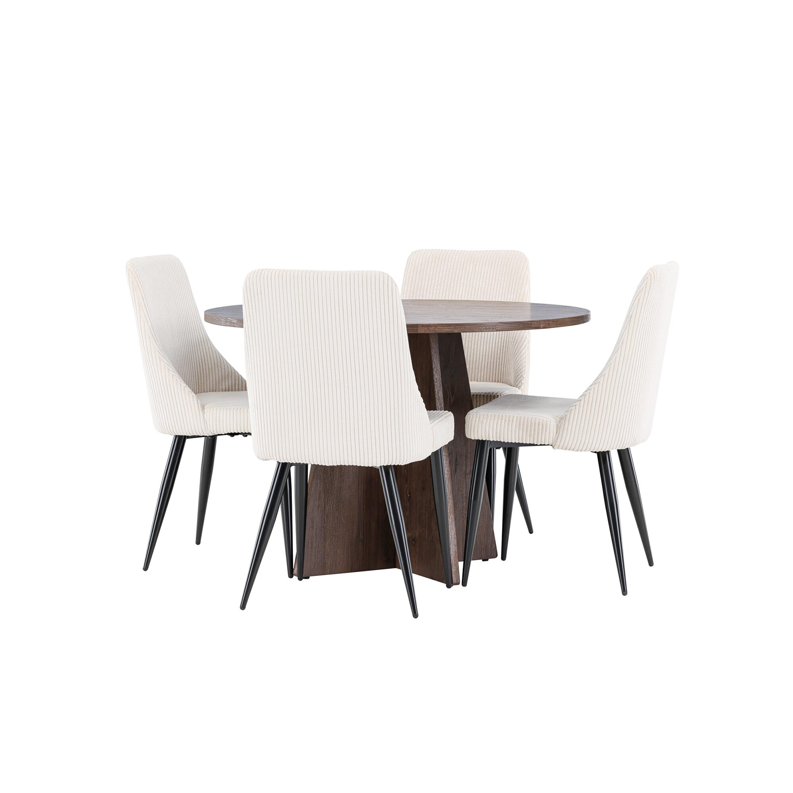 Spisegruppe Venture Home Bootcut Ø110 med 4 stk Leone Stoler