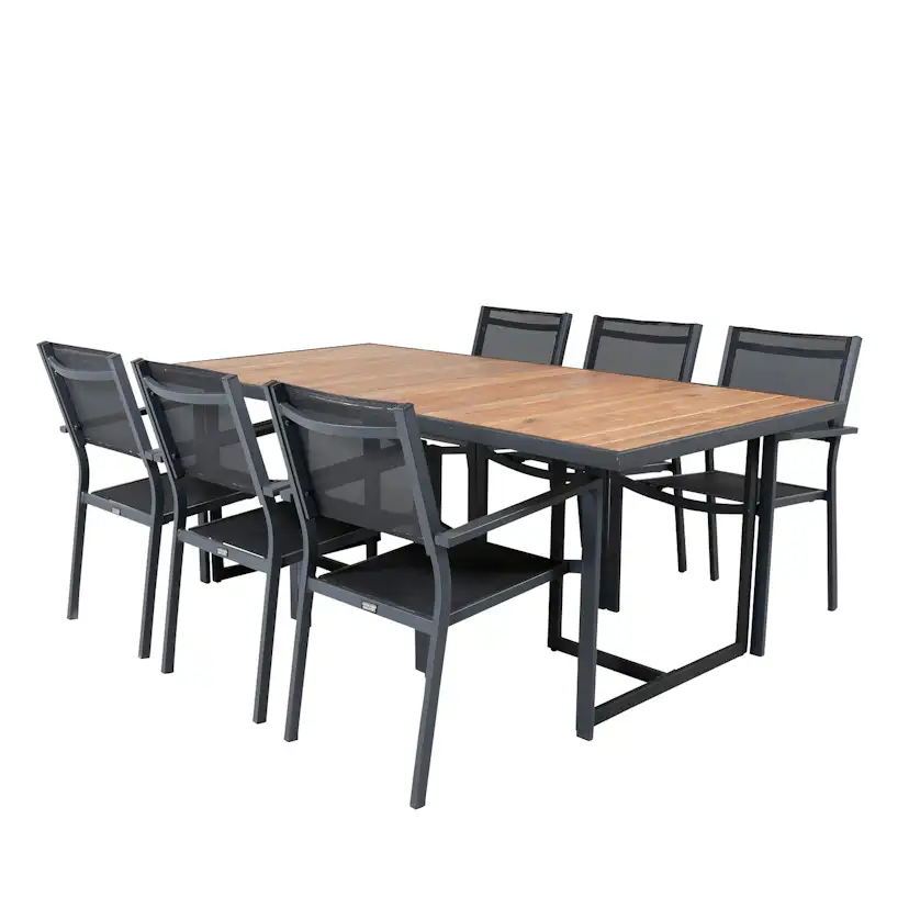 Spisegruppe Venture Home King med 6 Curz Stablebare Spisestoler