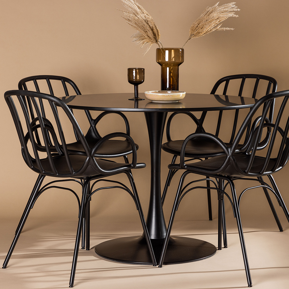 Spisegruppe Venture Home Glade Ø 100 cm med 4 Dyrön Stoler