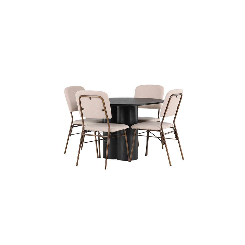 Spisegruppe Venture Home Olivia Ø110 cm med 4 stk Seda Stoler