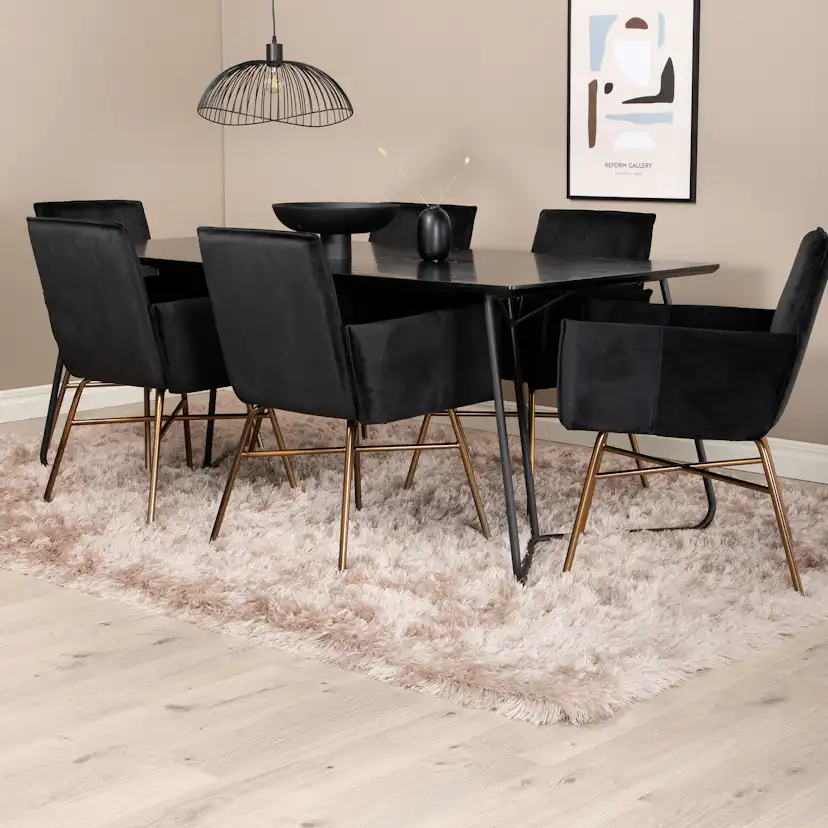 Spisegruppe Venture Home Annika Sort med 6 Annika Stoler