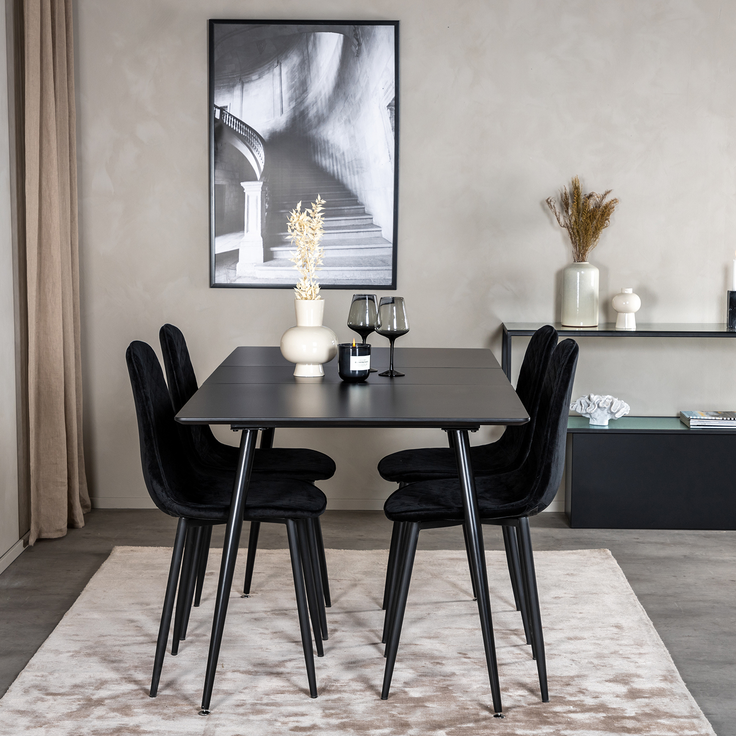 Spisegruppe Venture Home Silvia med Innleggsplate og 4 Phoi Stoler