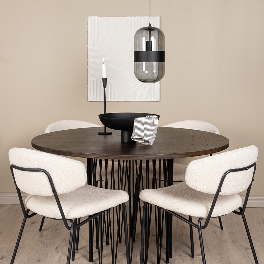 Spisegruppe furniture/fashion Stone med 4 Chico Stoler Rundt