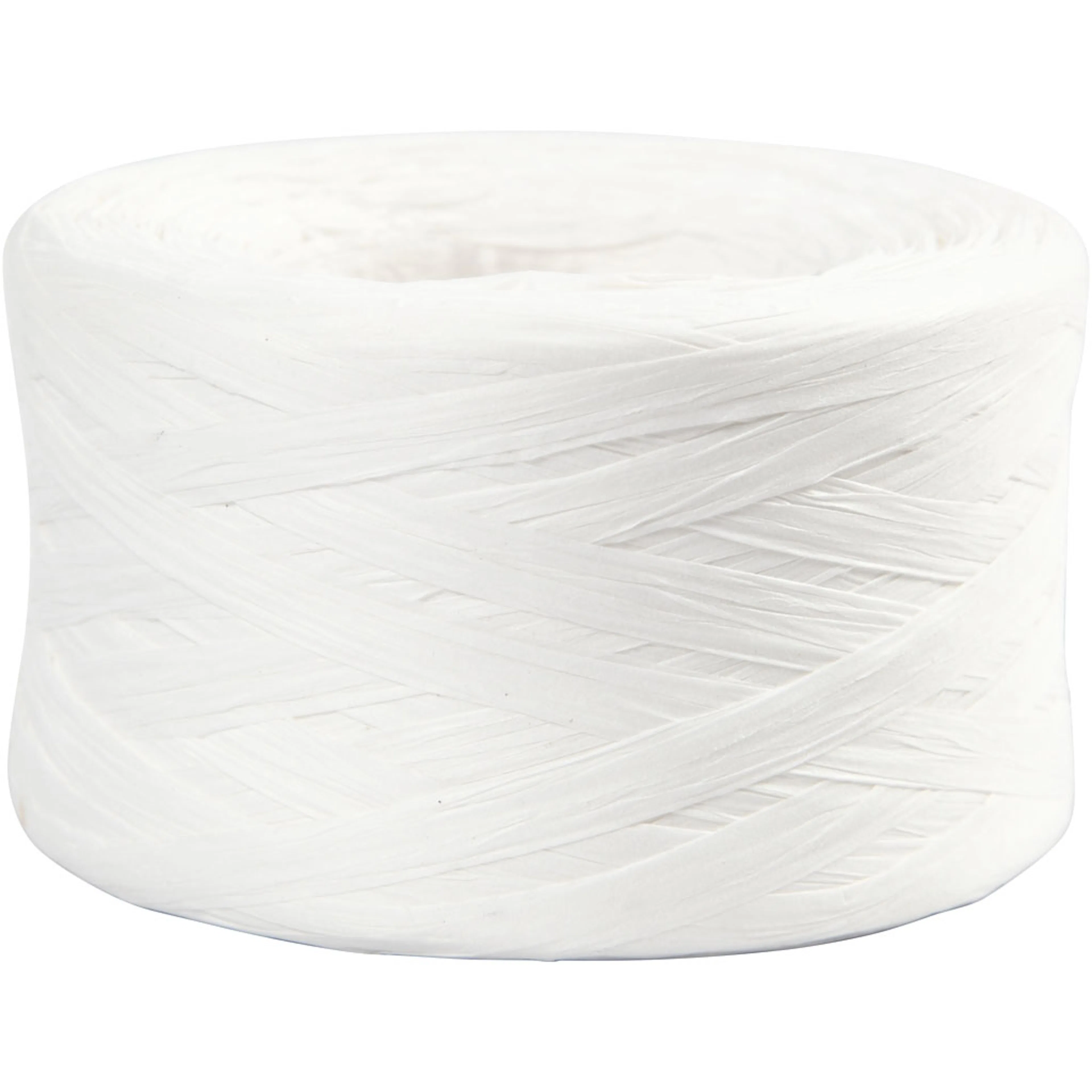 Raffia pappersgarn, vit, B: 7-8 mm, 100 m/ 1 rl. Hvit