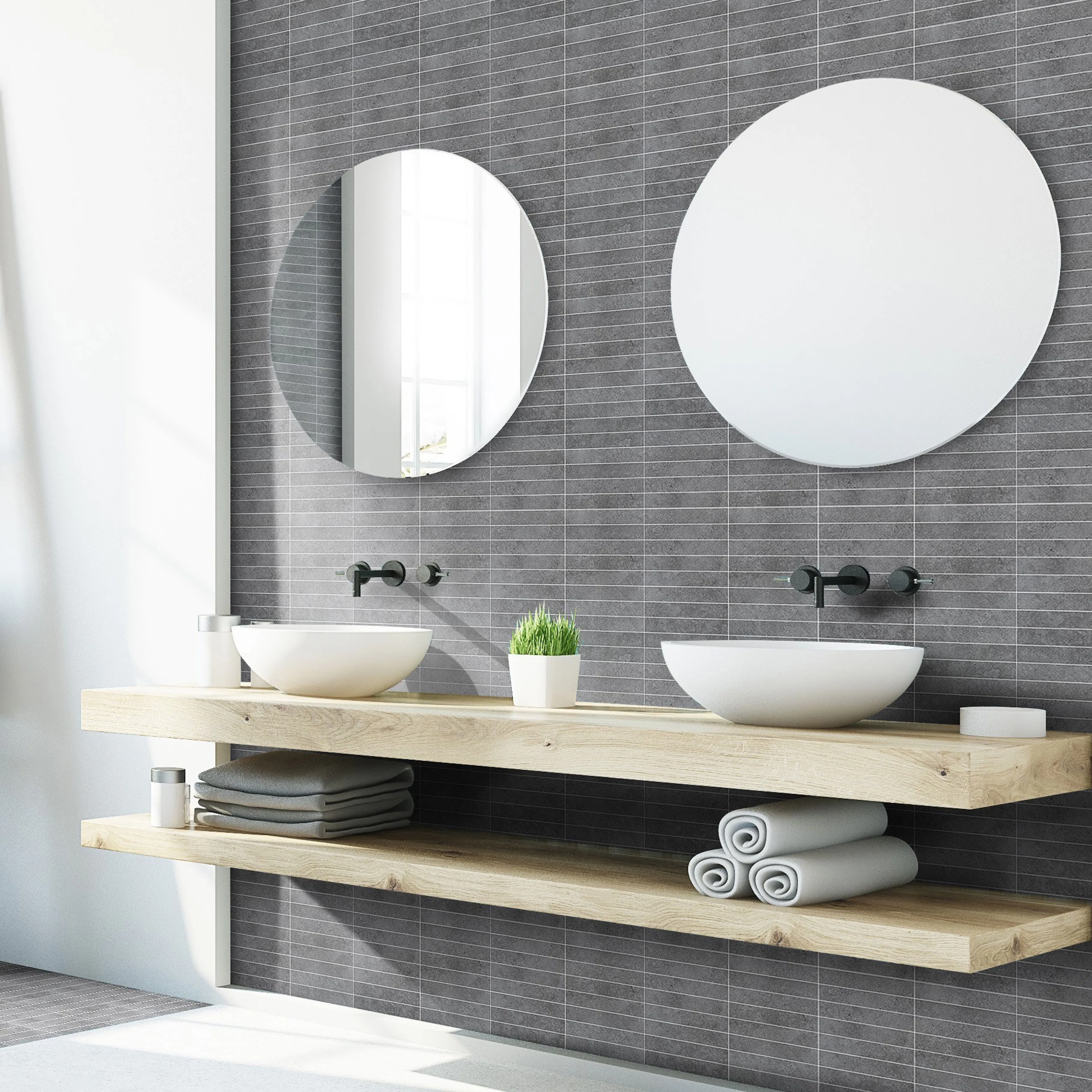 Mosaikk Arredo SunStone Sort Mosaic 3x15 cm
