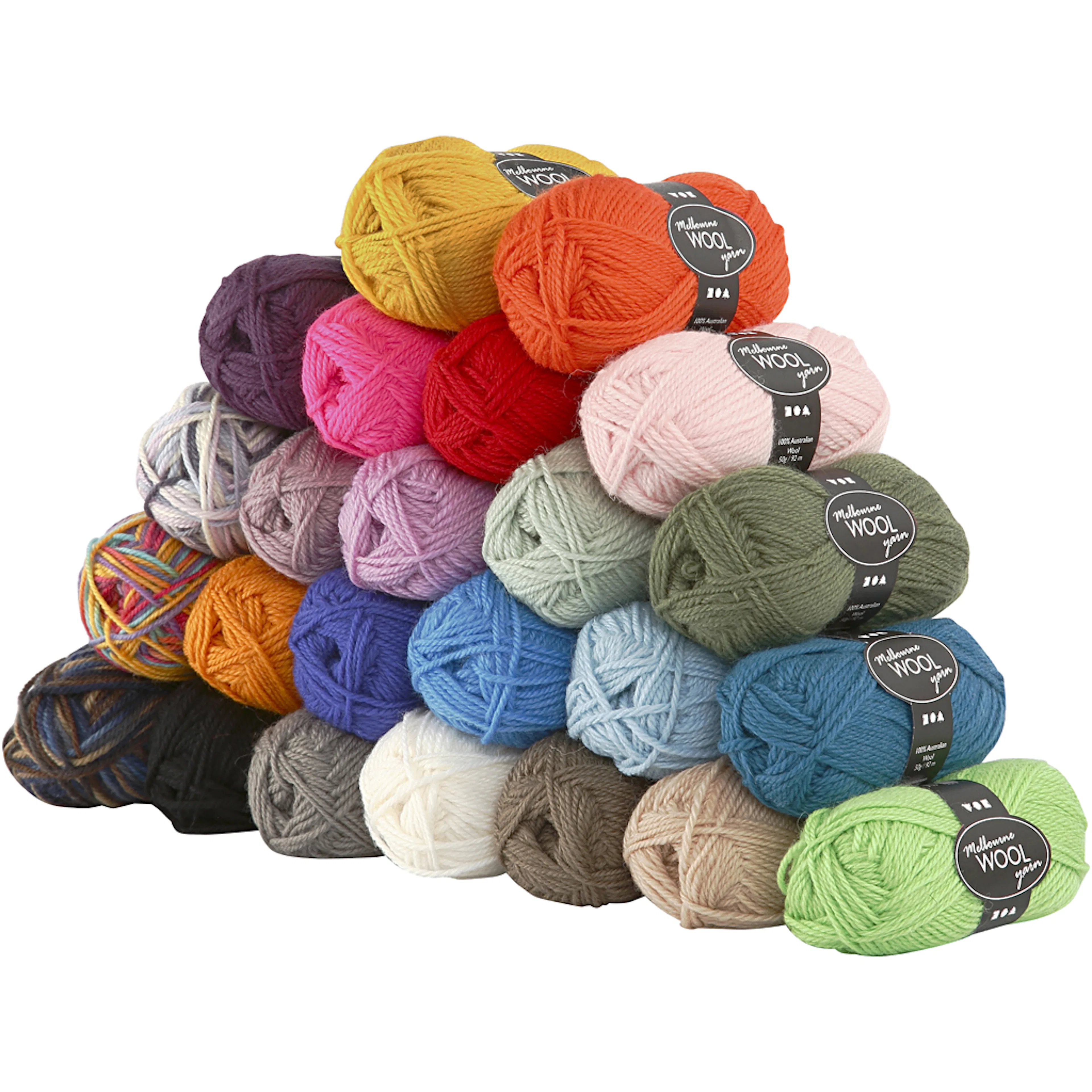 Ullgarn Creativ Company Melbourne Ass Farger 92 m 24x50 g/1 Pk