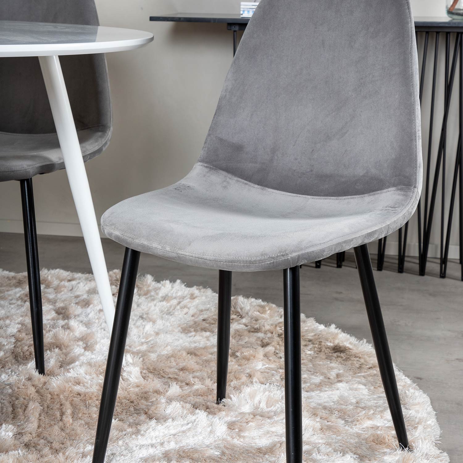 Spisegruppe Venture Home Plake med 4 Pobbie Stoler Fløyel Rundt