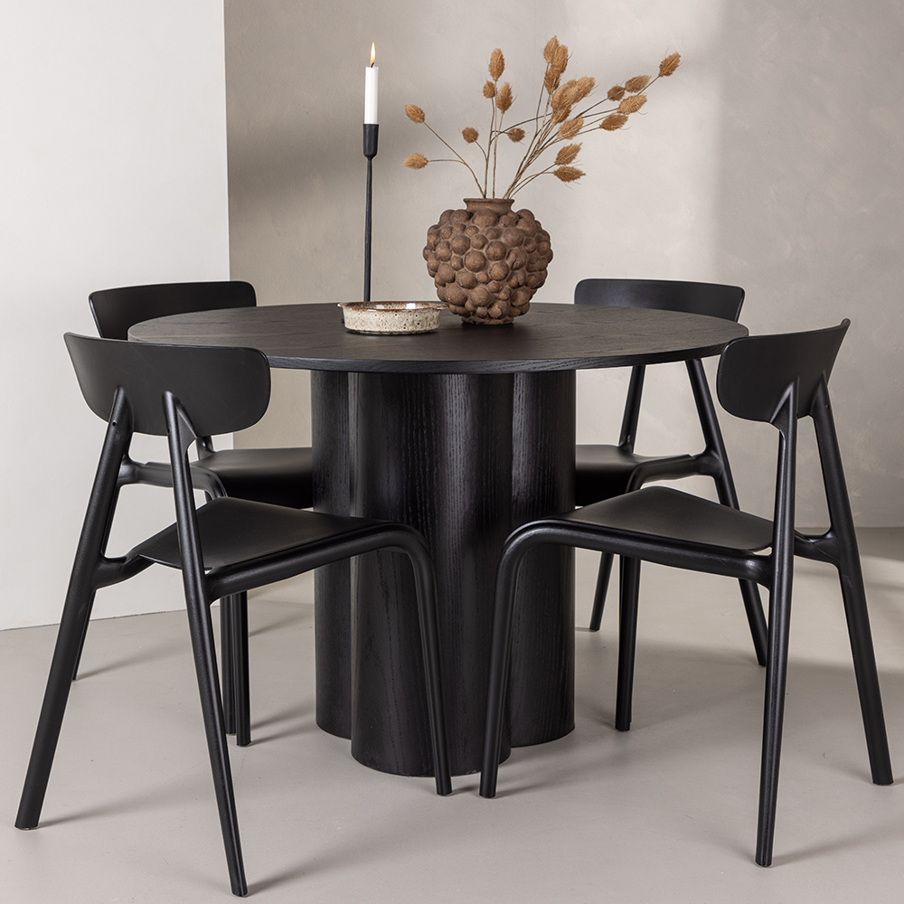 Spisegruppe Venture Home Olivia Ø 110 cm med 4 Ursholmen Stoler