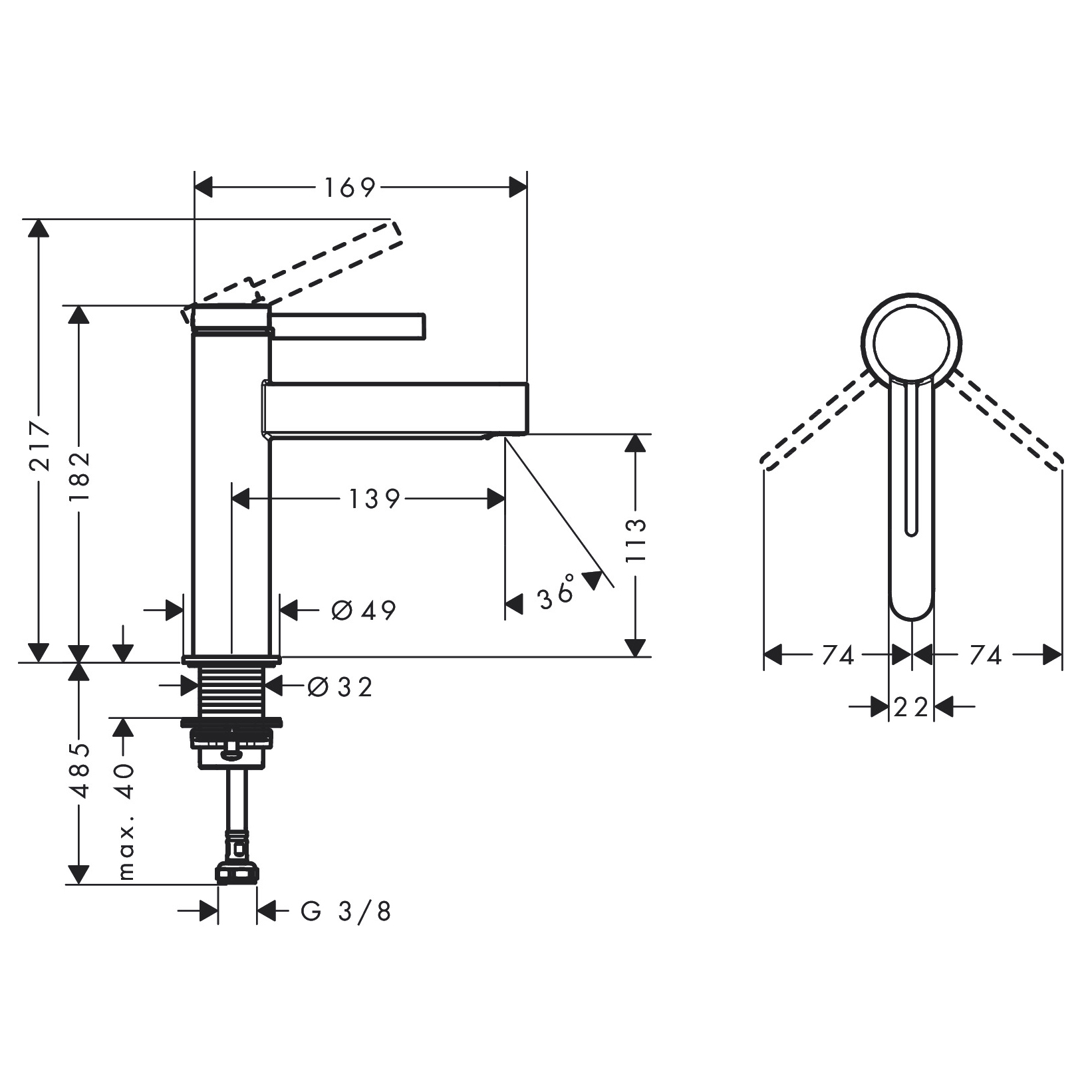 Tvättställsblandare Hansgrohe Finoris 110