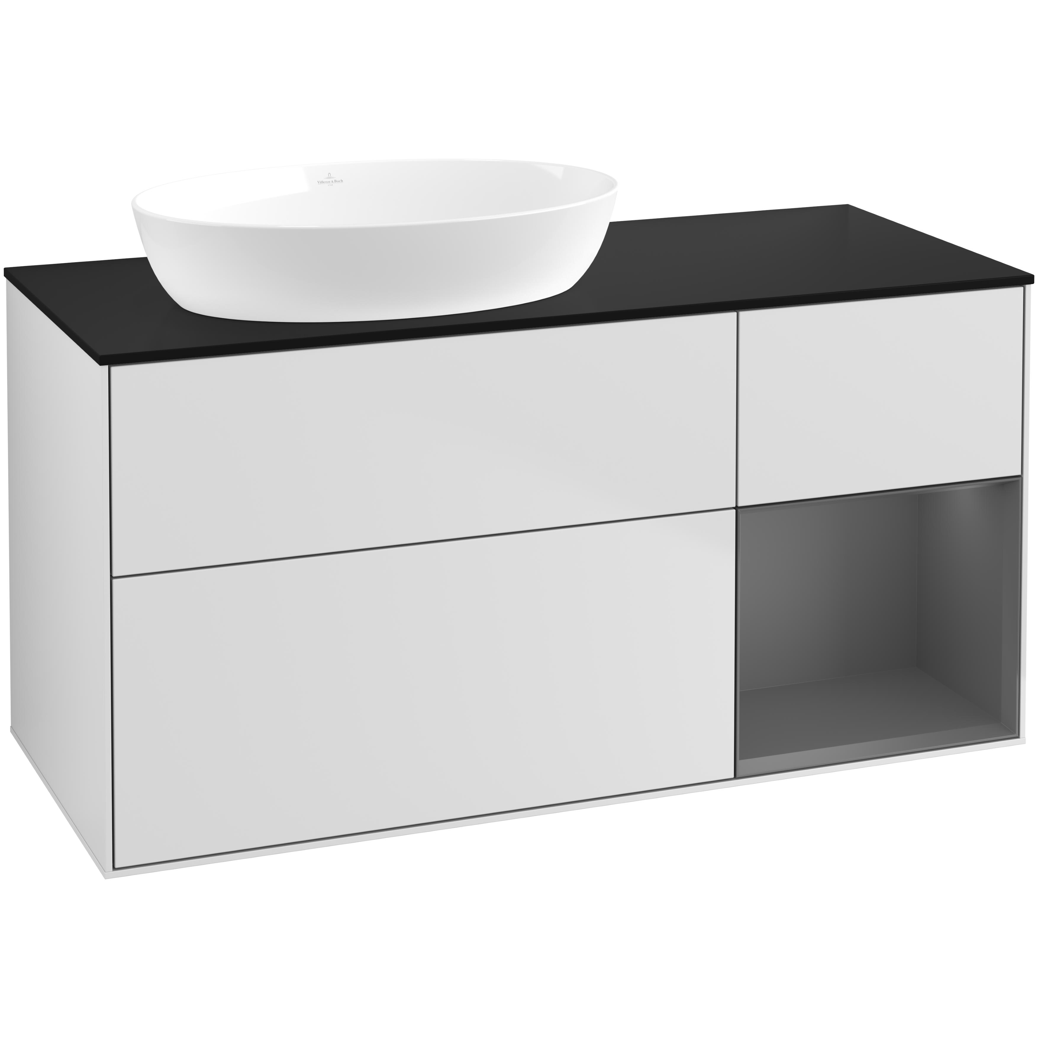 Tvättställsskåp Villeroy & Boch Finion med 3 Lådor Hylla och Bänkskiva för Ocentrerat Tvättställ från Artis & Collaro