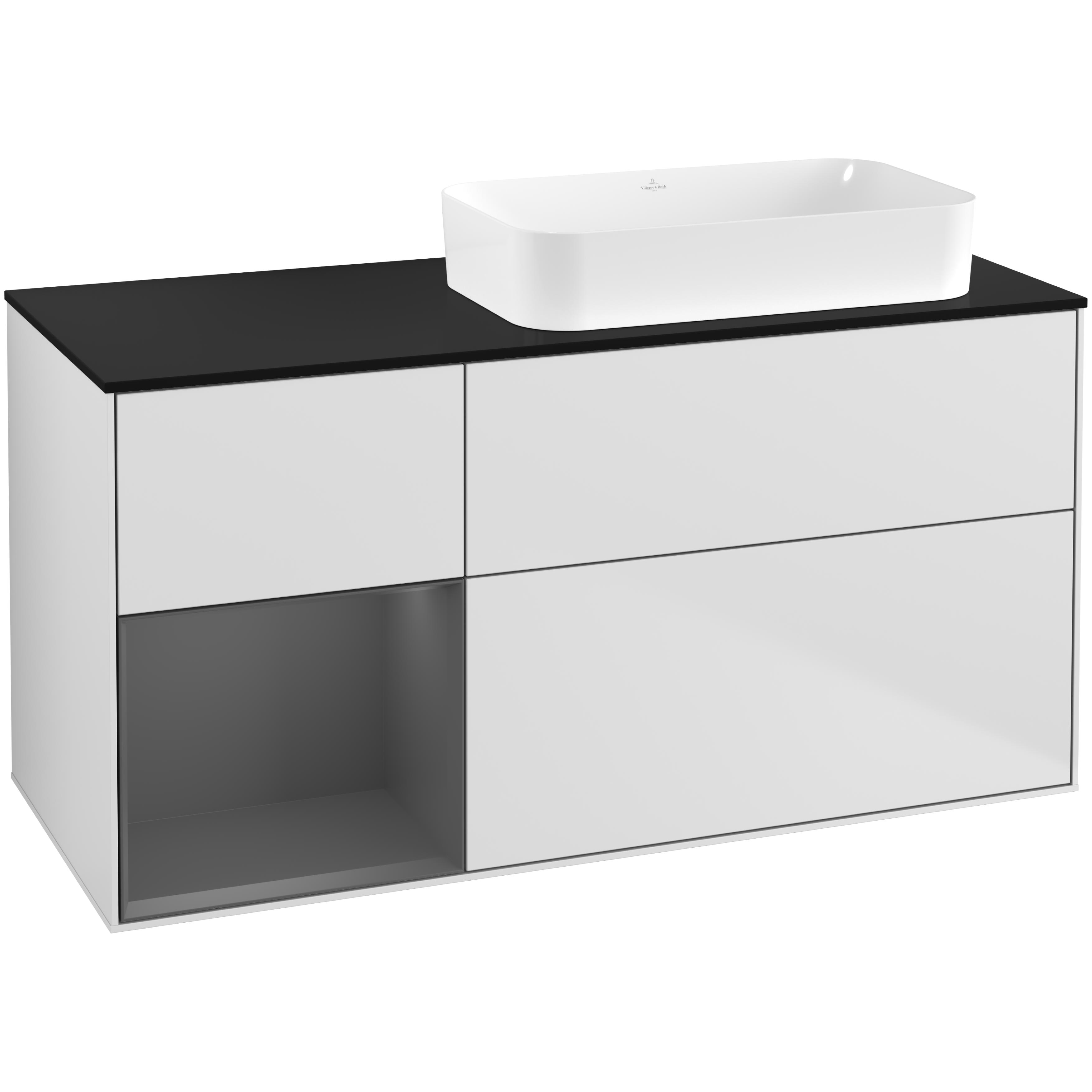 Tvättställsskåp Villeroy & Boch Finion med 3 Lådor Hylla och Bänkskiva för Ocentrerat Fristående Tvättställ