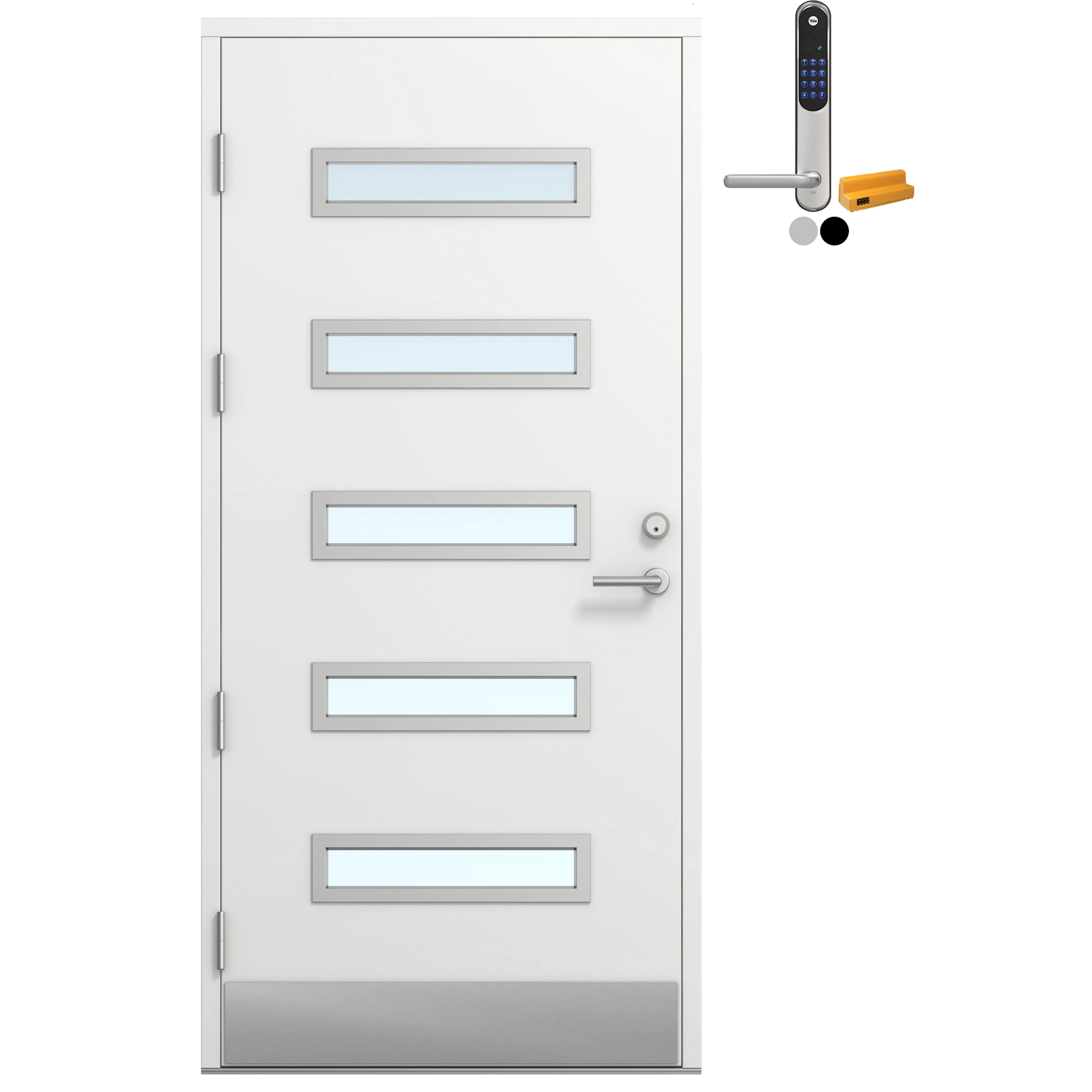 Ytterdør Bygg1 Fjell 05 Klarglass Hvit med Yale Doorman Classic Home