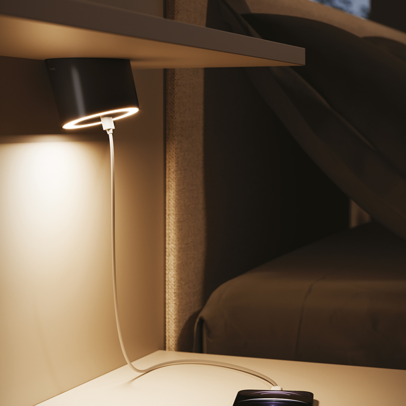 LED-spot Unika 24V 4,5W  2X USB 2700K rf-look Rustfri look
