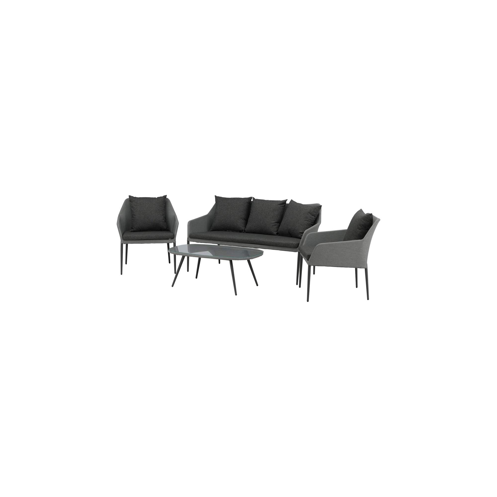 Spoga, Sofa Set, Black, Grey Sort