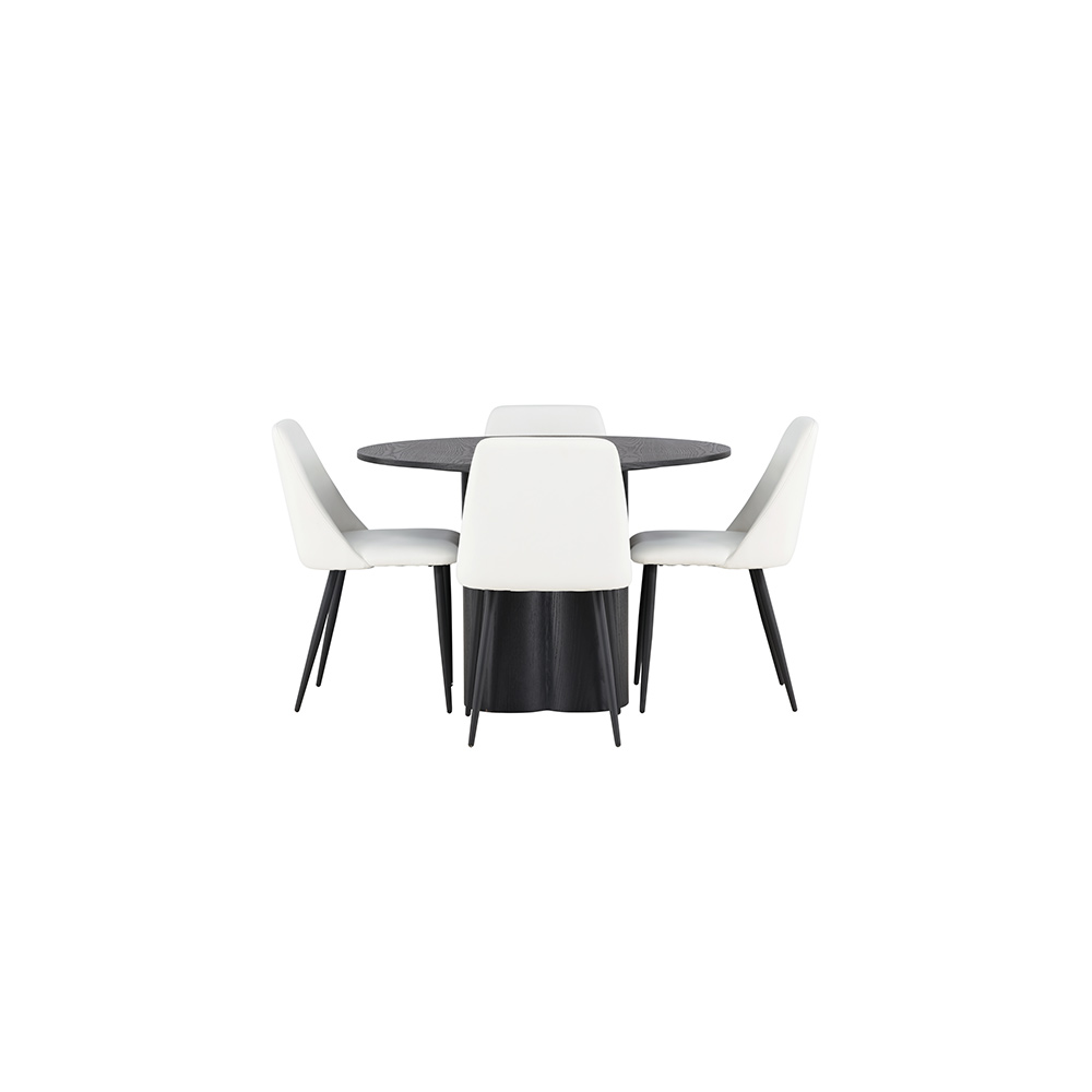 Spisegruppe Venture Home Olivia Ø110 cm med 4 stk Night Stoler