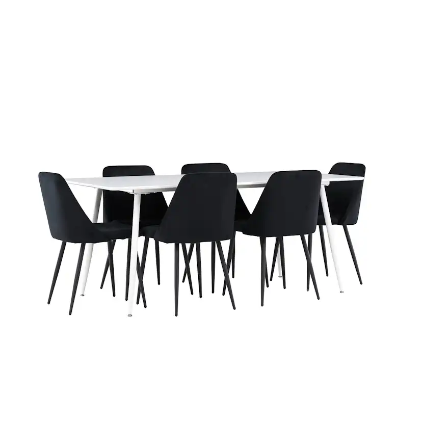Spisegruppe Venture Home Silar 180 med 6 stk Night Stoler Hvit/Sort