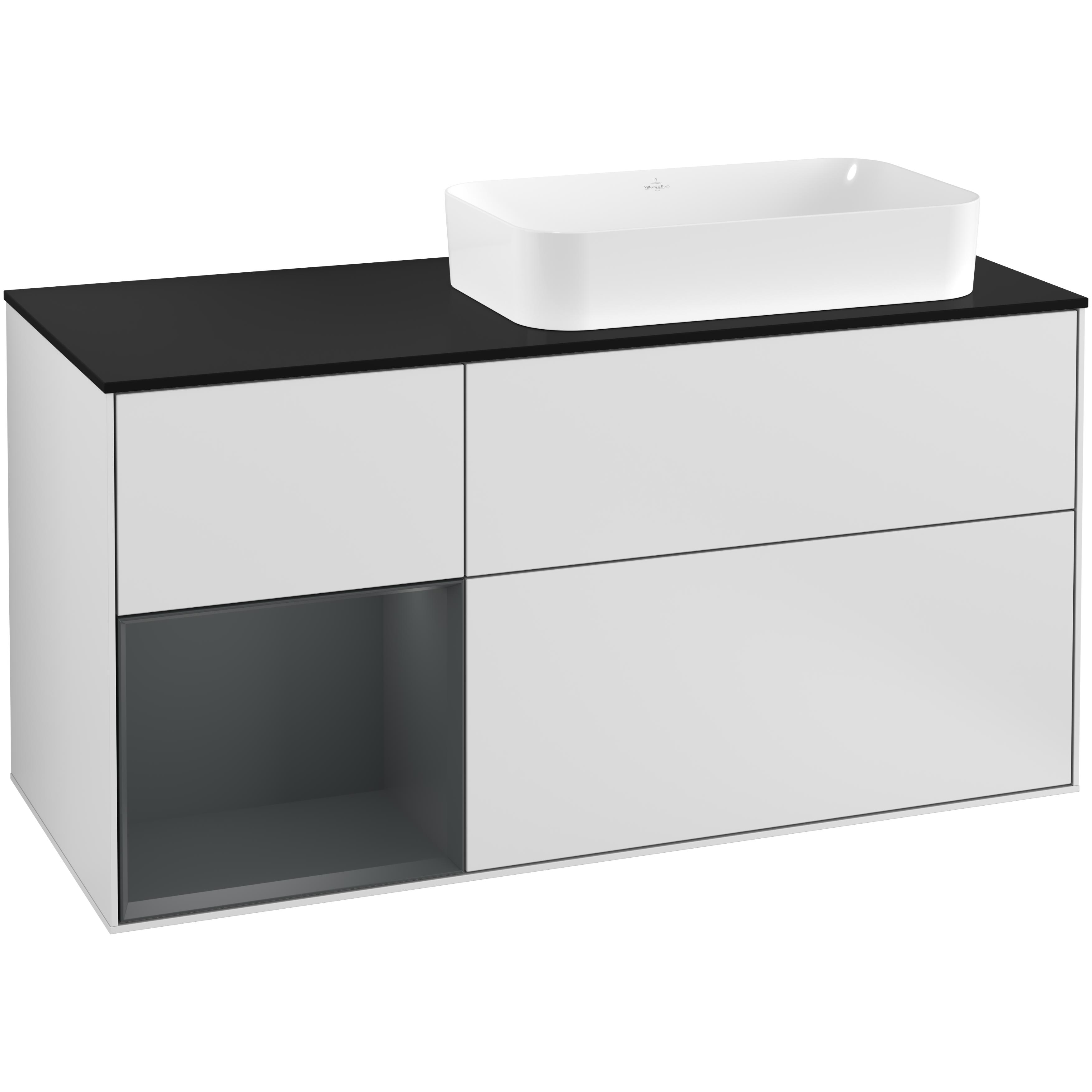 Tvättställsskåp Villeroy & Boch Finion med 3 Lådor Hylla och Bänkskiva för Ocentrerat Fristående Tvättställ