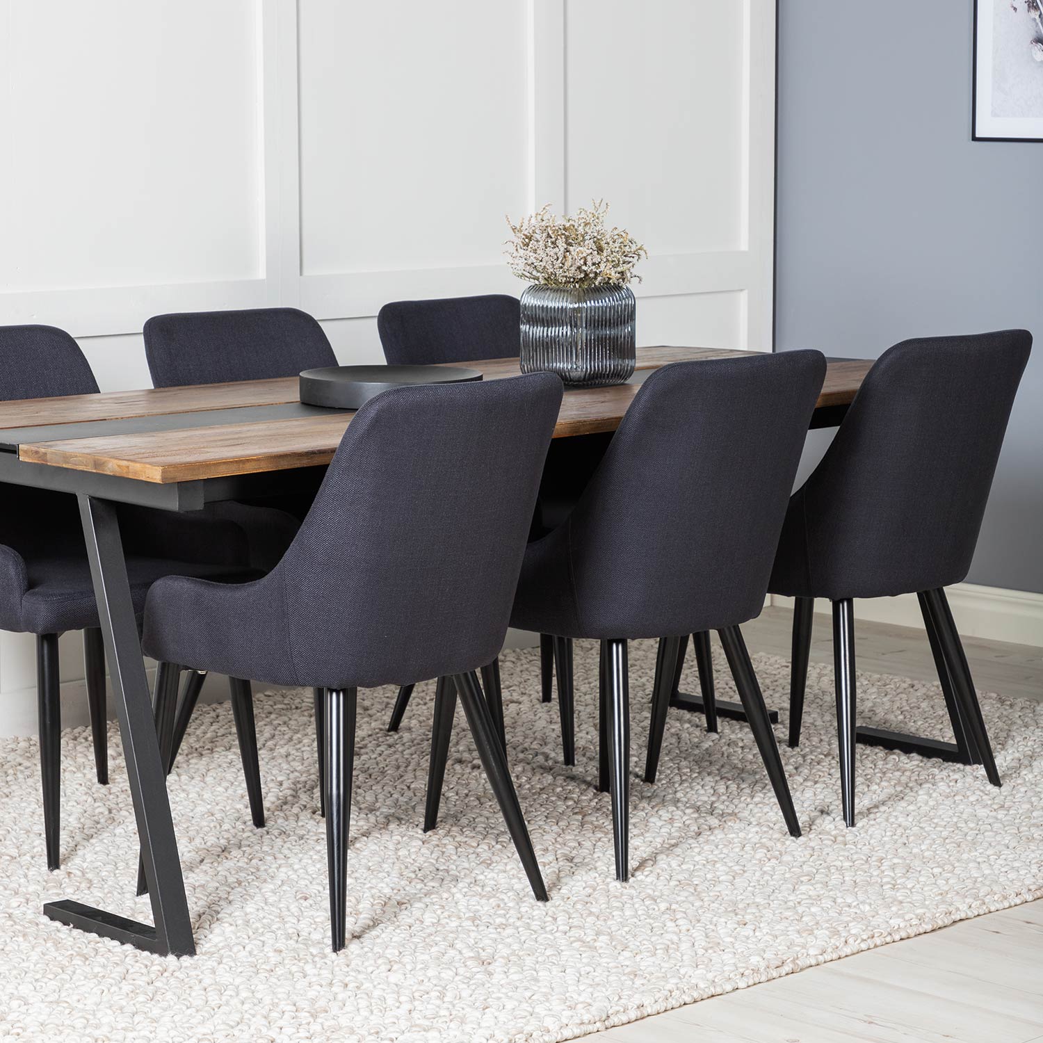 Spisegruppe Venture Home Jane med 6 Plake Stoler Mörk Teak