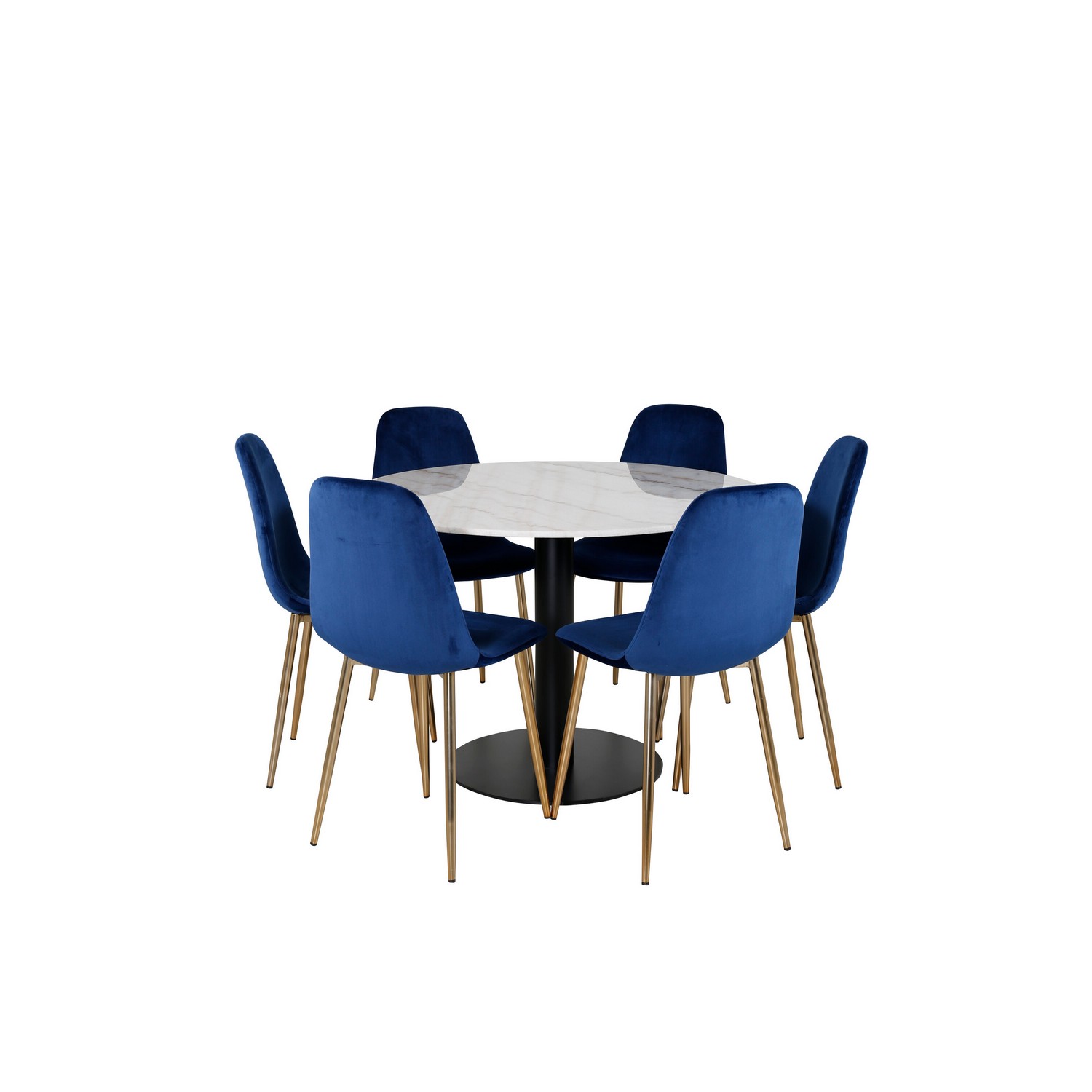 Spisegruppe Venture Home Estelle Hvit/Sort med 6 Pobbie Stoler