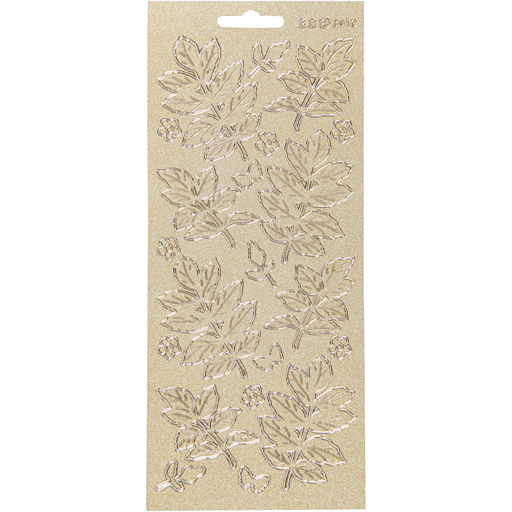 Stickers, guld, blad, 10x23 cm, 1 ark Gull