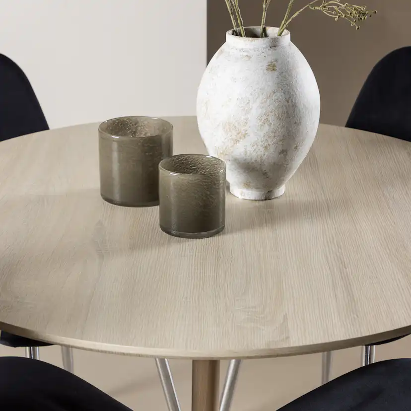 Spisegruppe Venture Home Plaza Ø100 med 4 stk Polar Stoler Fløyel