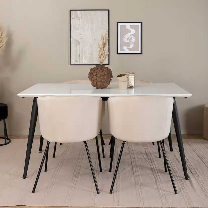 Spisegruppe Venture Home Jolie med 4 Bergen Stoler Fløyel
