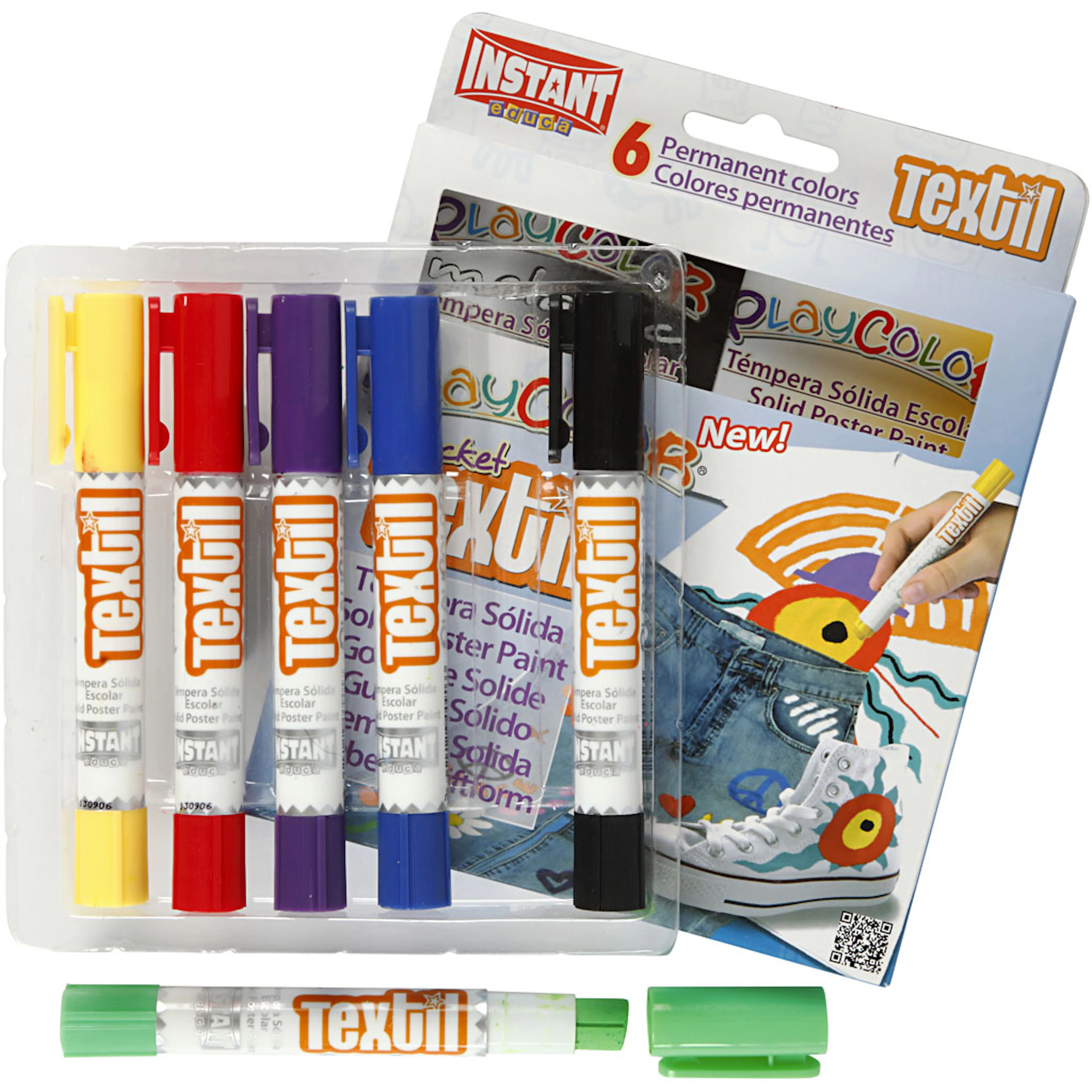Playcolor Textilfärg, mixade färger, L: 14 cm, 6 st./ 1 förp 6 st