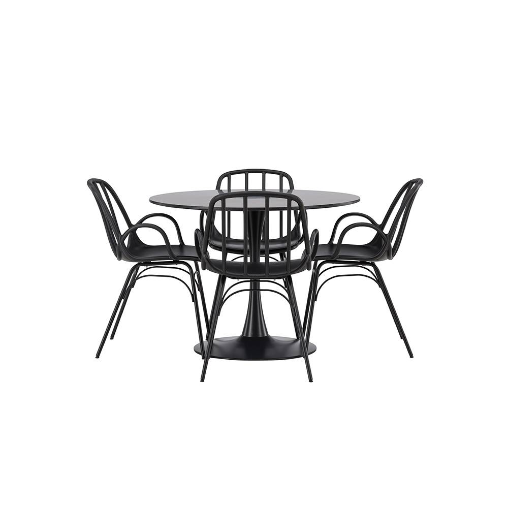 Spisegruppe Venture Home Glade Ø 100 cm med 4 Dyrön Stoler