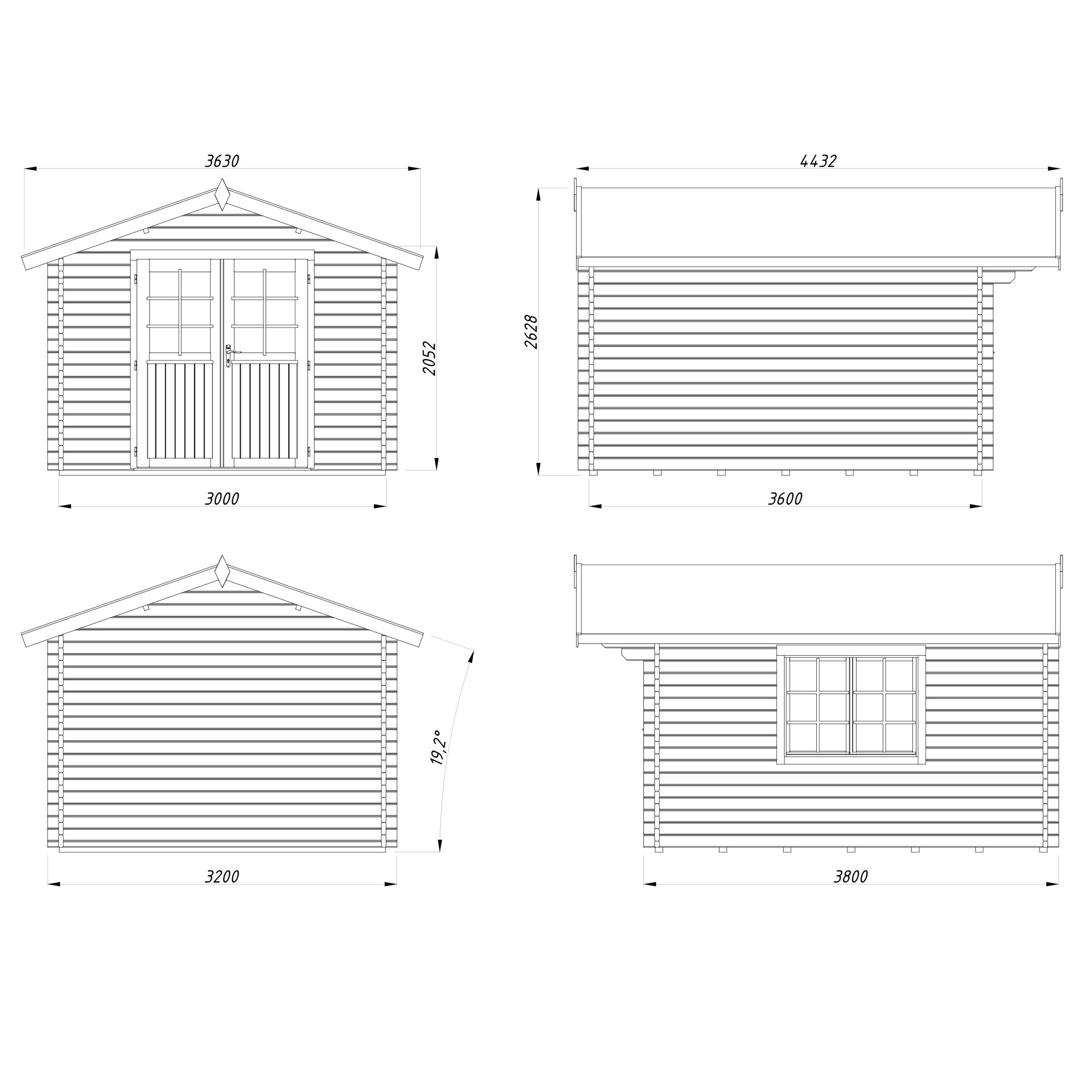 Anneks Palmako Sally 10,2 m2 med Shingel, Papp og Spiker