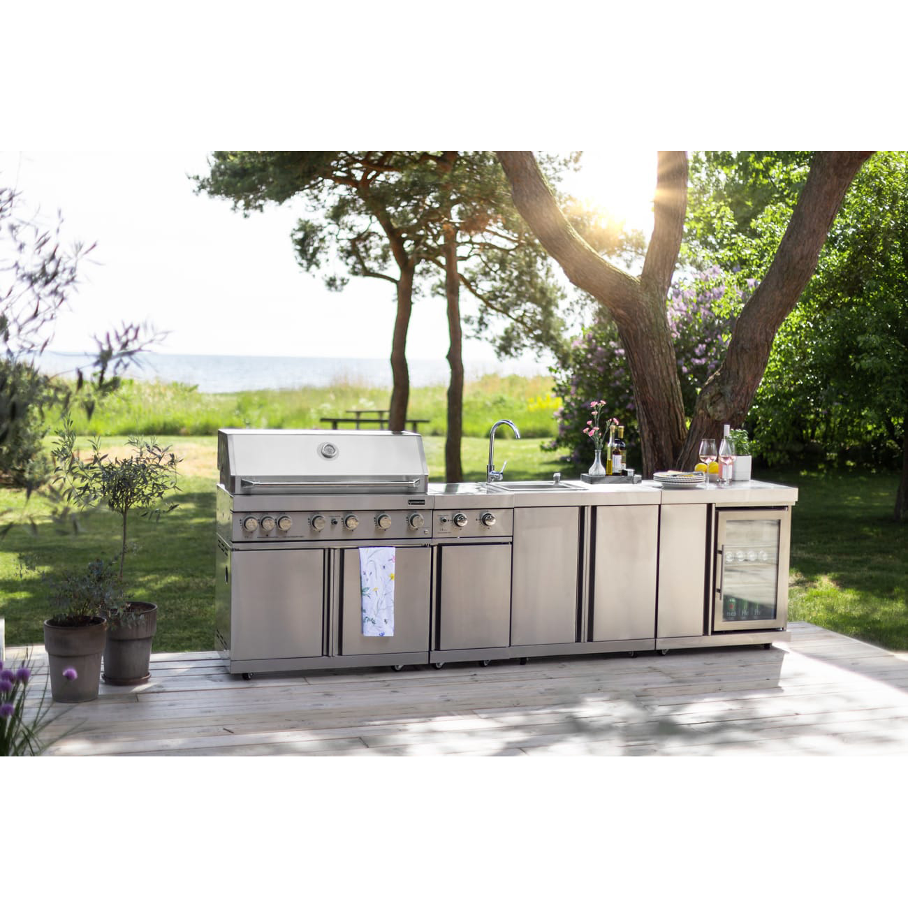 Oppvaskbenk Modul Myoutdoorkitchen Stainless Collection med Oppbevaringsskap