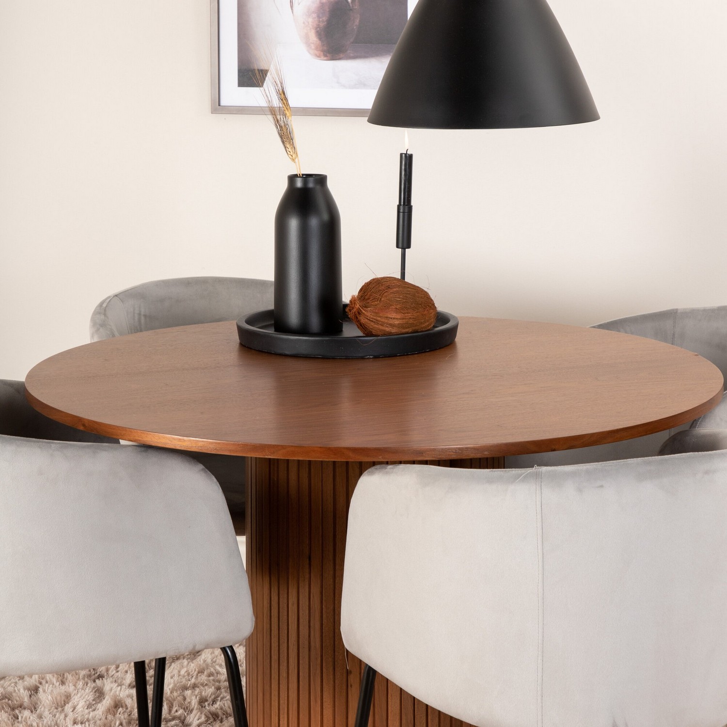 Spisegruppe Venture Home med Bianca Spisebord og 4 Bergen Spisestoler