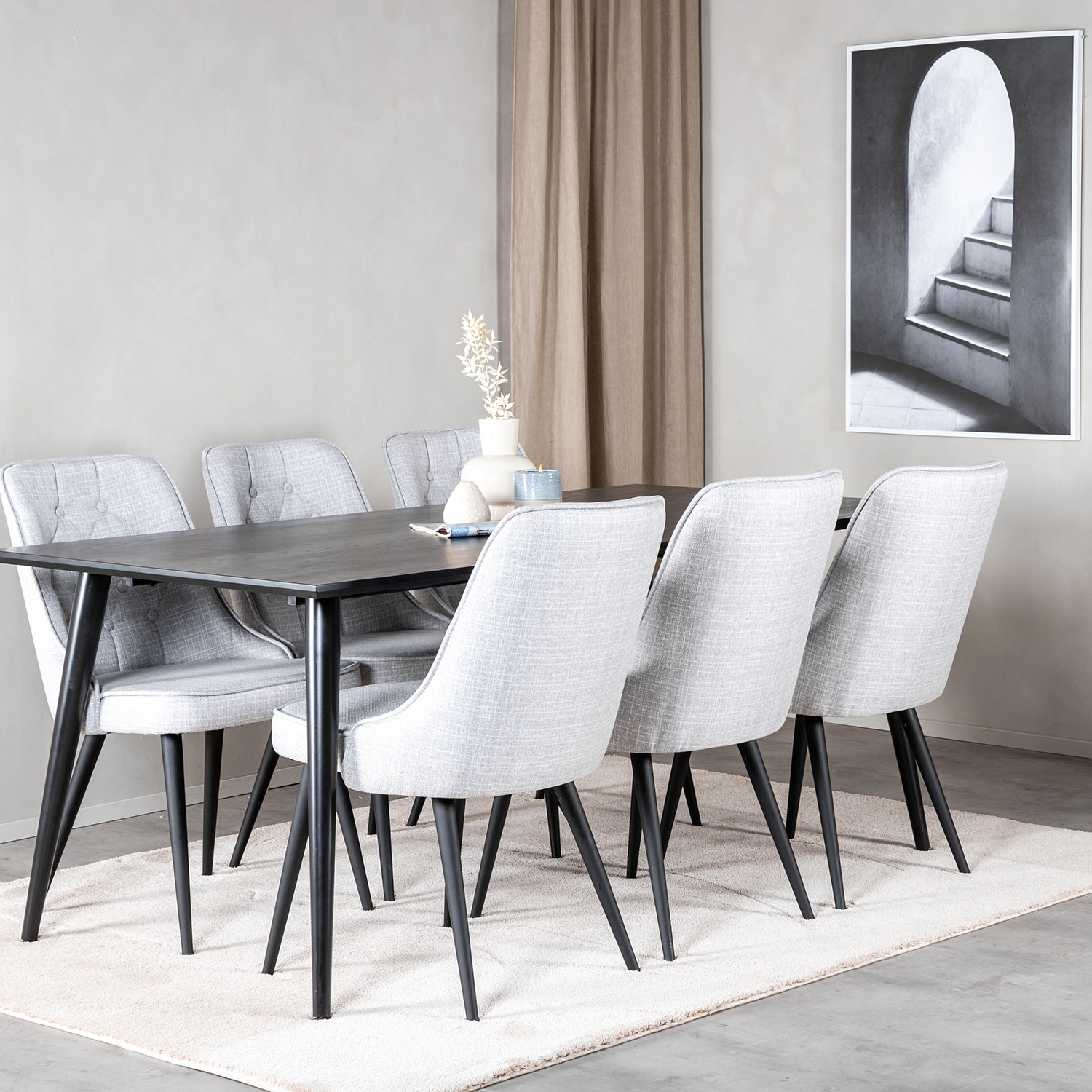 Spisegruppe Venture Home Dipp med 6 Velvet Deluxe Stoler