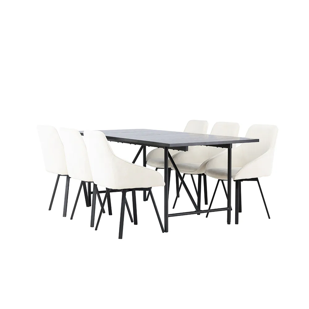 Spisegruppe Venture Home Astrid med 6 Rosie Stoler
