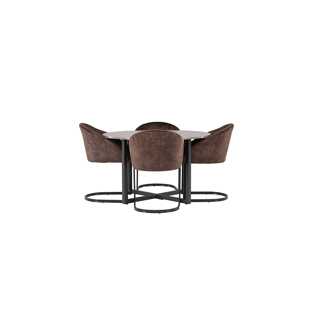 Spisegruppe Venture Home Durango Ø120 cm med 4 stk Evening Stoler