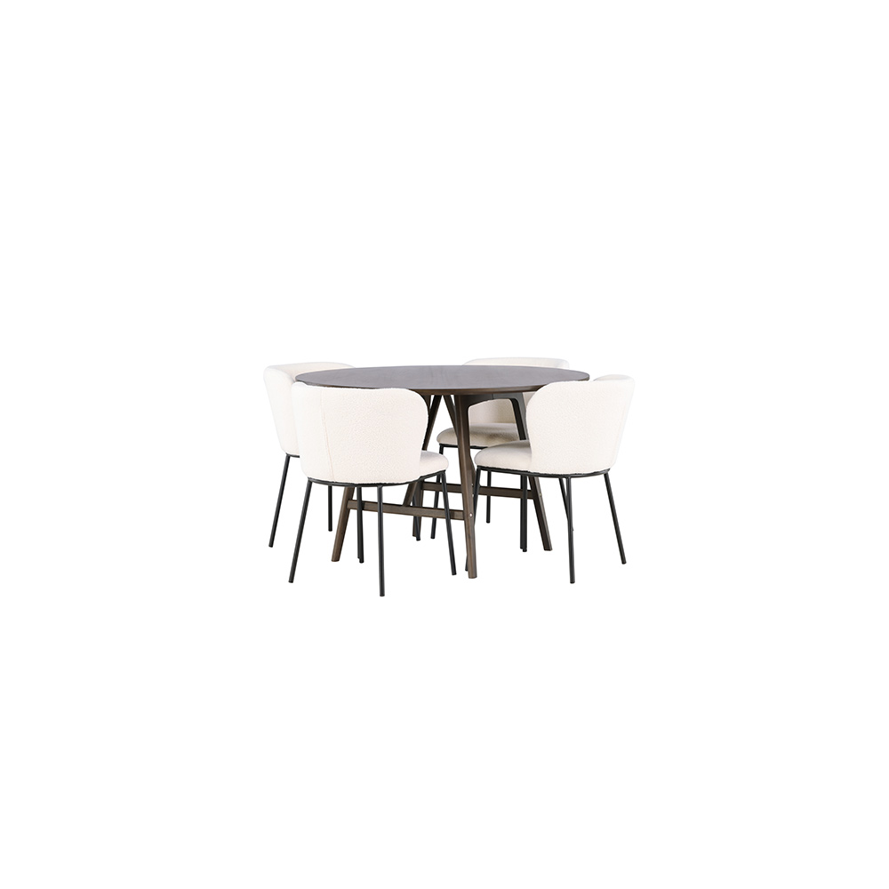 Spisegruppe Venture Home Kaseidon Ø100 cm med 4 stk Edina Stoler
