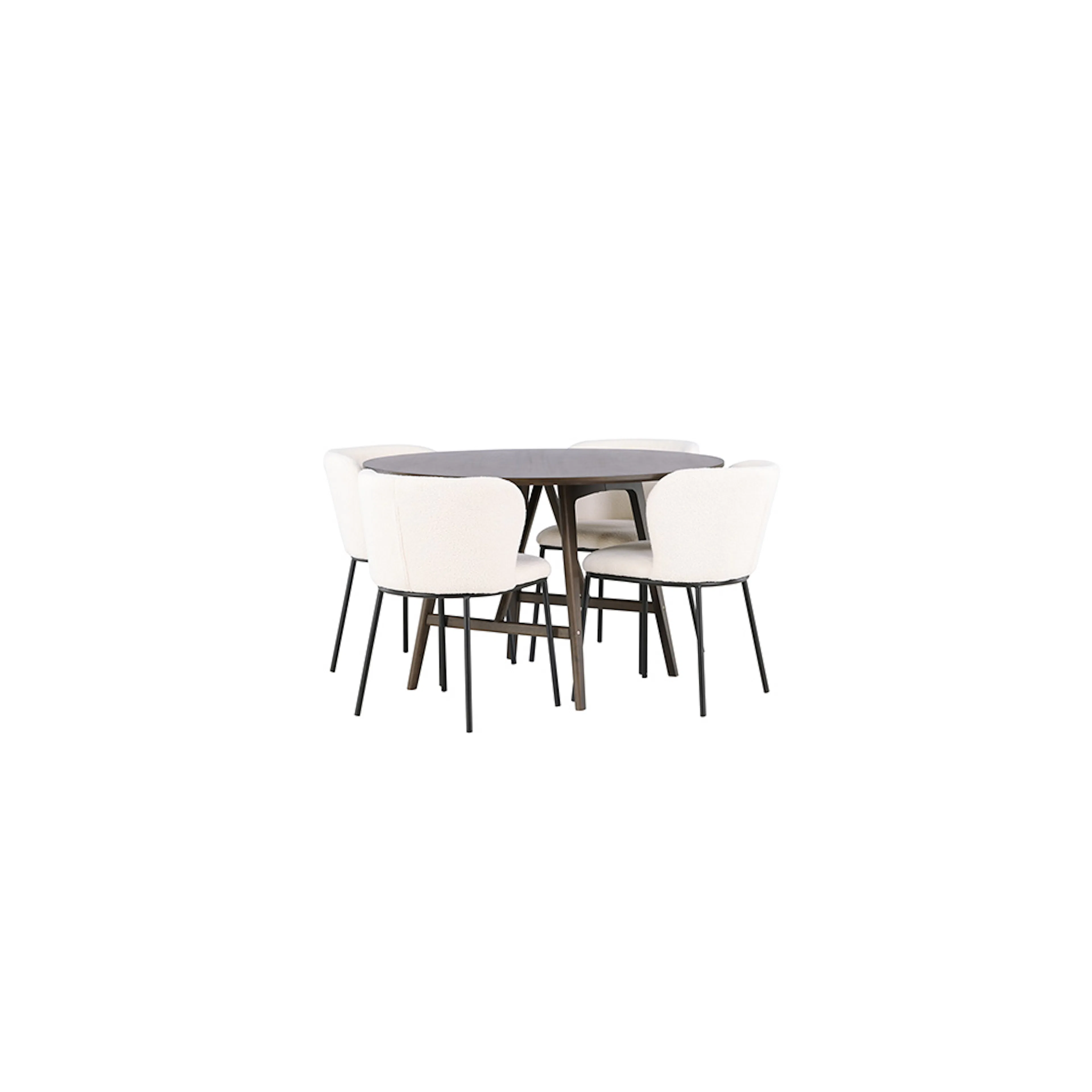 Spisegruppe Venture Home Kaseidon Ø100 cm med 4 stk Edina Stoler